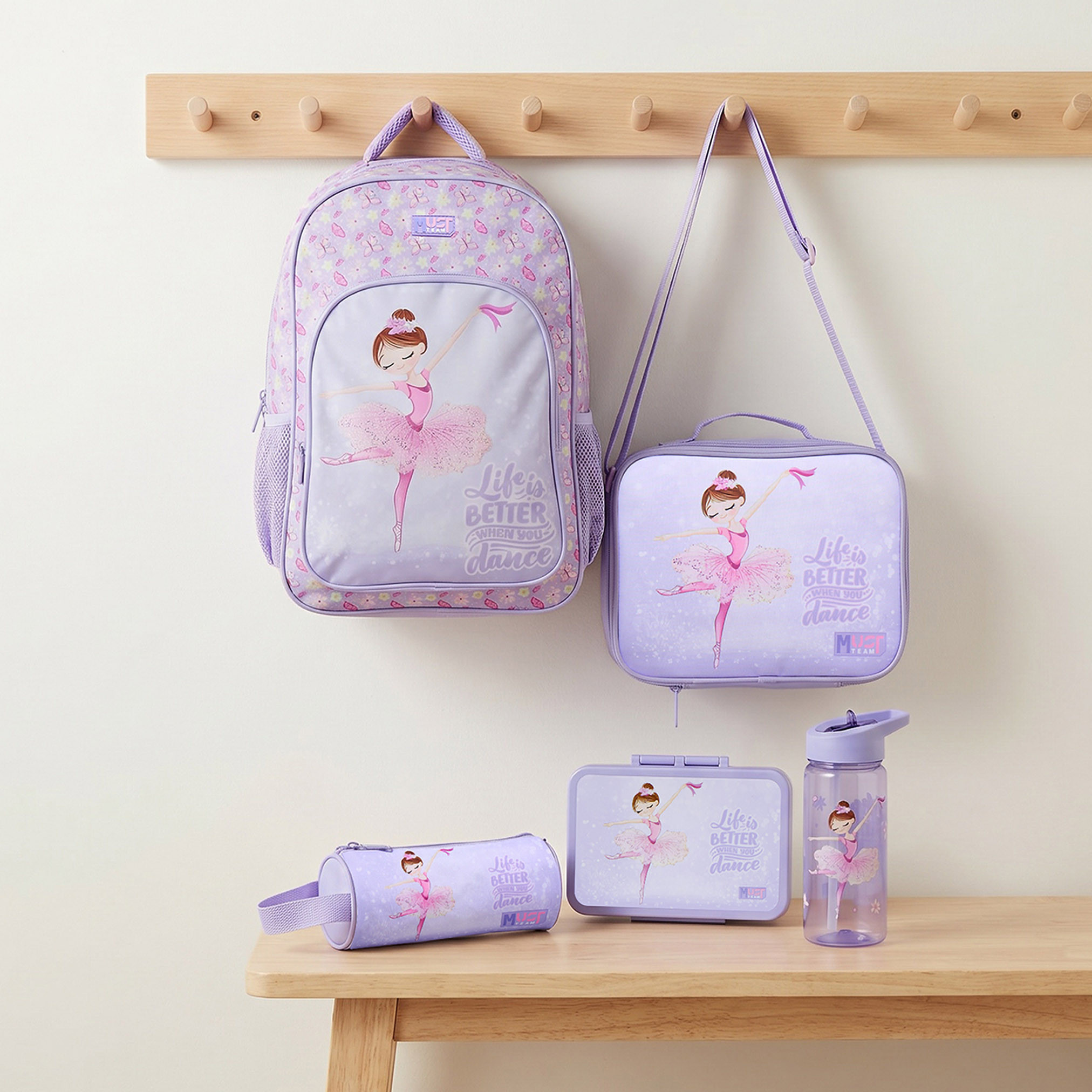 طقم شنطة ظهر 5 قطع للبنات 5-8 سنوات مع شنطة وصندوق غداء وطبعات من مست تيم - 16 بوصة-school-bagsandbackpacks-backpacks-image-1