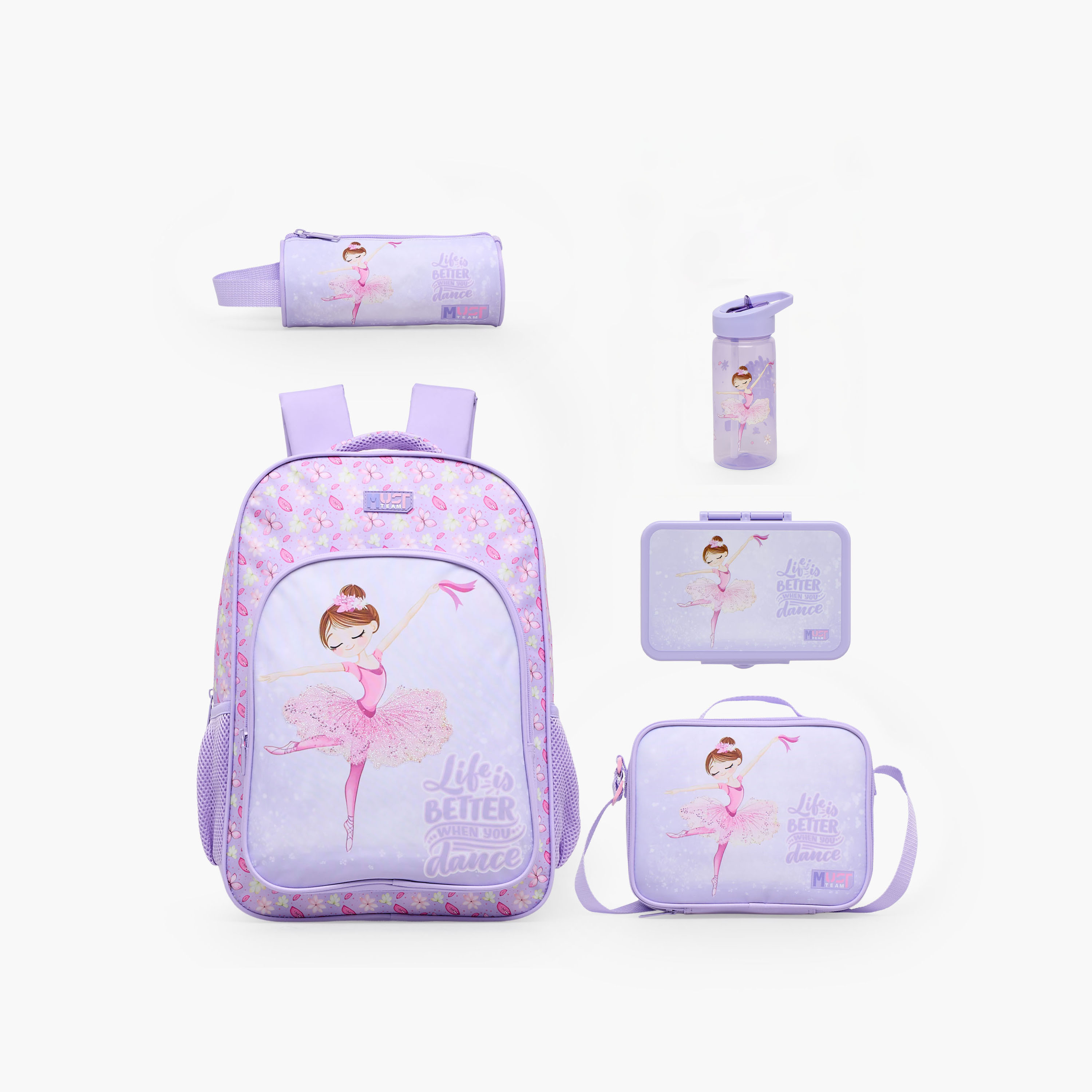طقم شنطة ظهر 5 قطع للبنات 5-8 سنوات مع شنطة وصندوق غداء وطبعات من مست تيم - 16 بوصة-school-bagsandbackpacks-backpacks-image-2