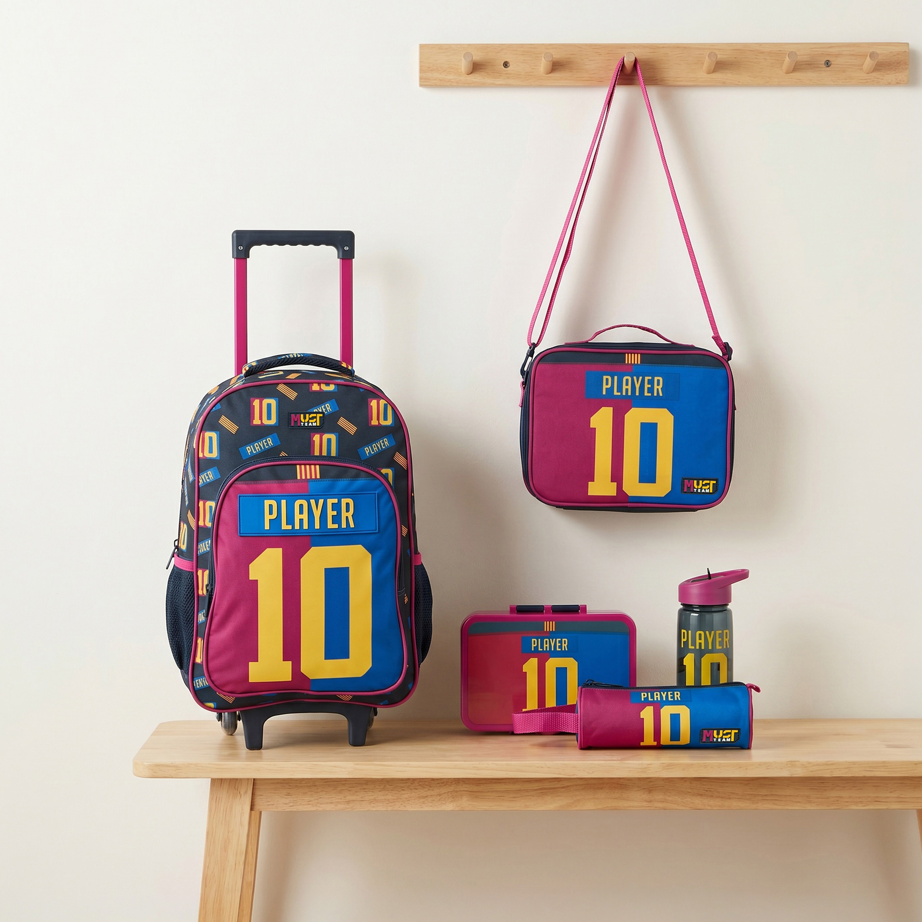 MustTeam Printed 5-Piece School Trolley Bag Set for Boys 5-8 Years with Lunch Bag - 16 inches-school-bagsandbackpacks-trolleybags-image-1