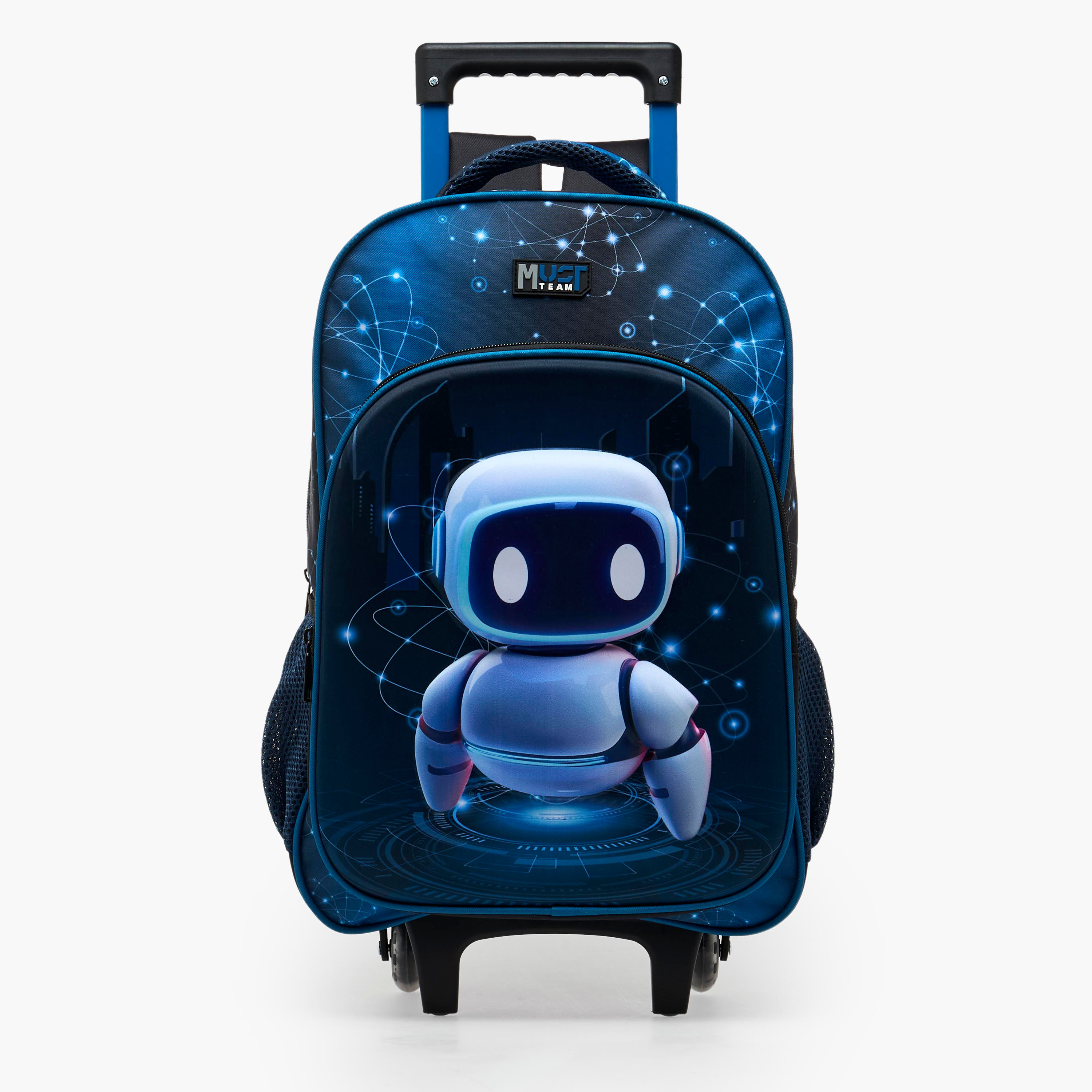 MustTeam Robot Print 5-Piece School Trolley Bag Set for Boys 5-8 Years with Pencil Pouch - 16 inches-school-bagsandbackpacks-trolleybags-image-4