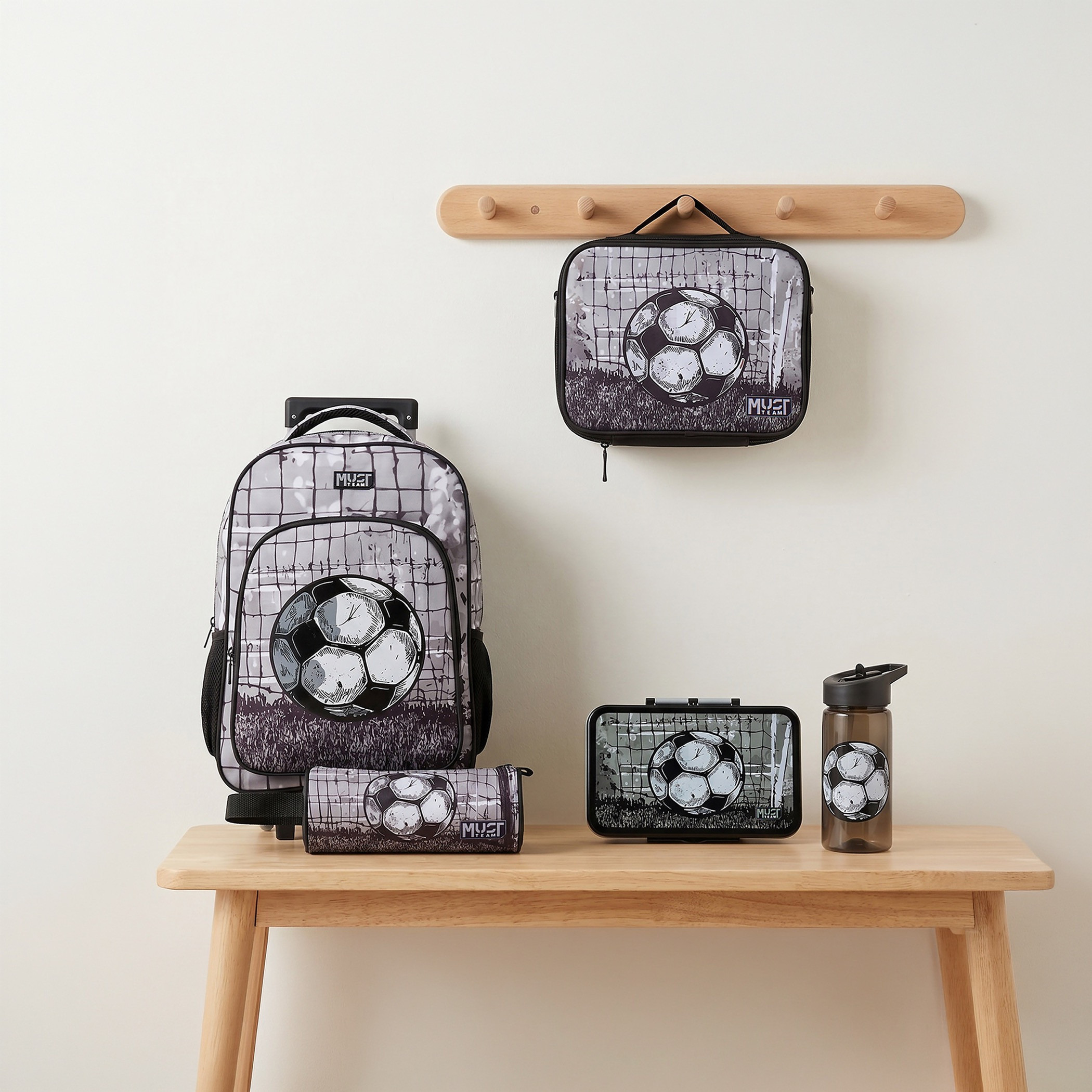 MustTeam Printed 5-Piece School Trolley Bag Set for Boys 5-8 Years with Pencil Pouch - 16 inches-school-bagsandbackpacks-trolleybags-image-1