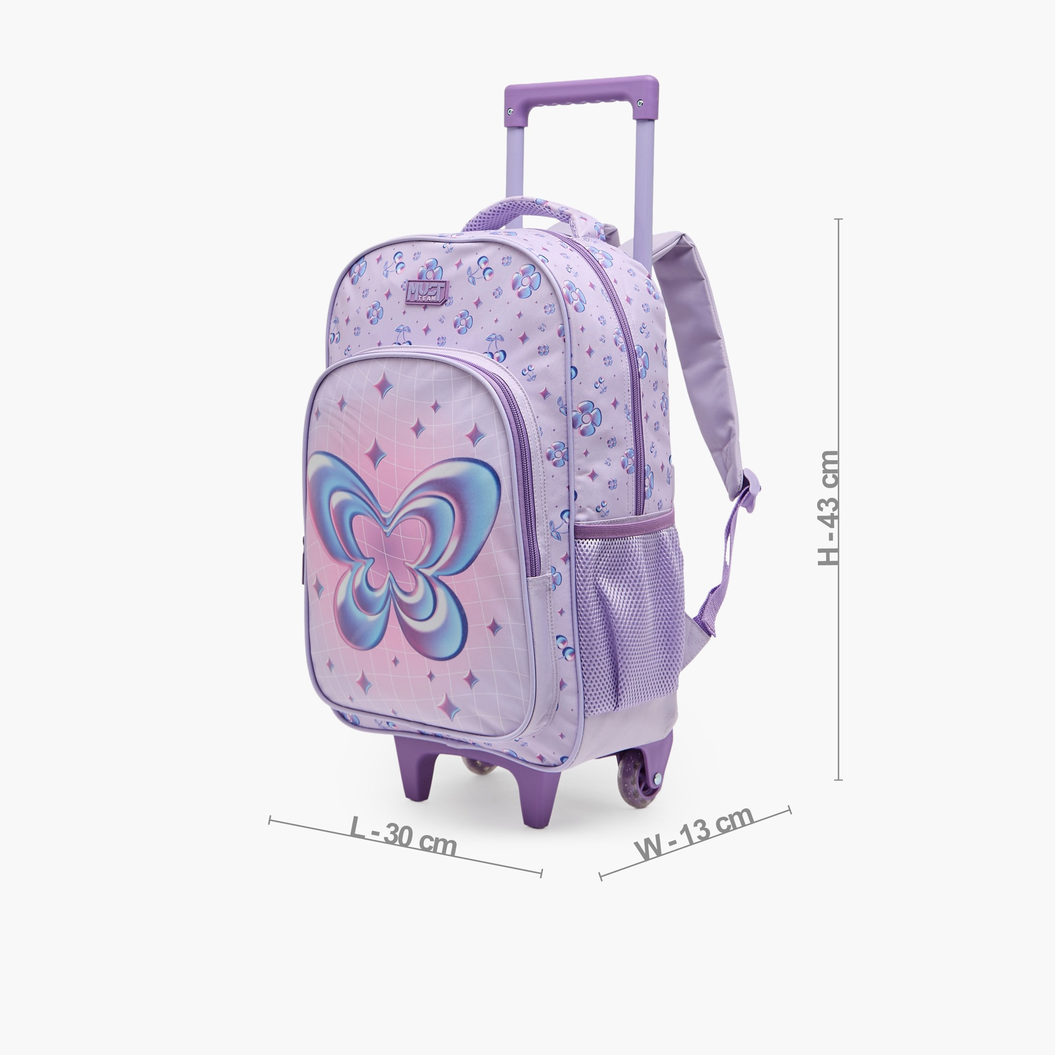 MustTeam Butterfly Print 5-Piece Trolley School Bag Set for Girls 5-8 Years with Lunch Box-16 inches-school-bagsandbackpacks-trolleybags-image-8