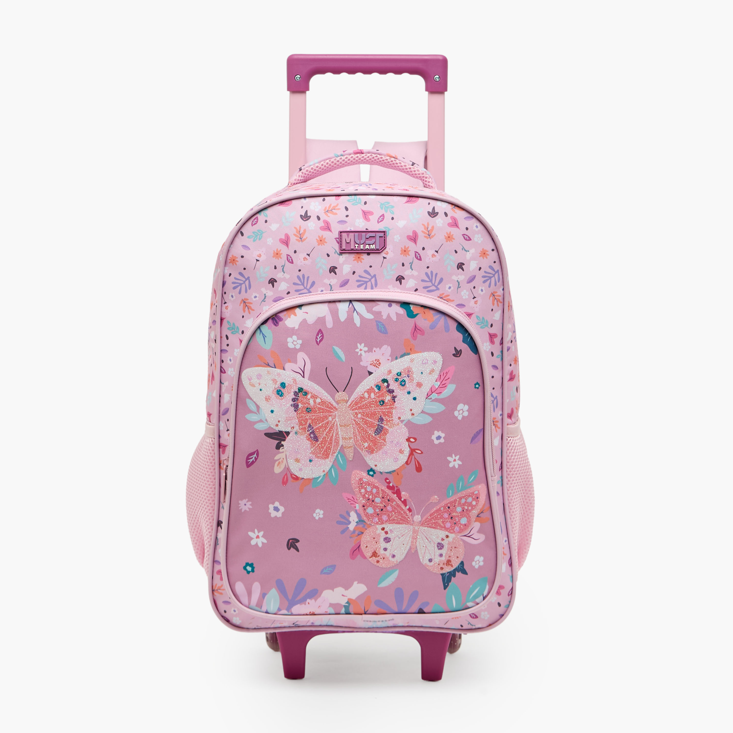 MustTeam Butterfly 5-Piece Trolley School Bag Set for Girls 5-8 Years with Lunch Box - 16 inches-school-bagsandbackpacks-trolleybags-image-4