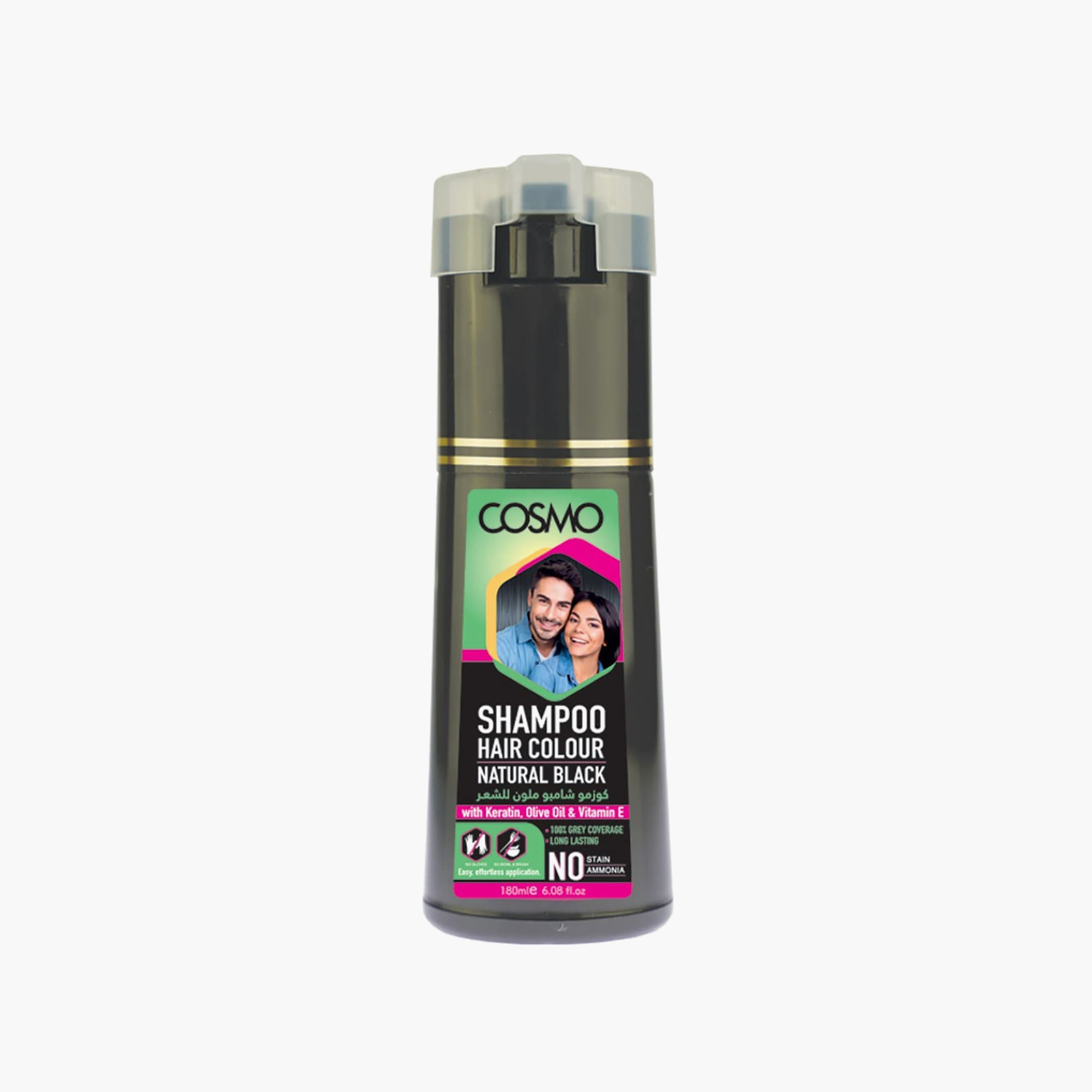 شامبو صبغة الشعر السريعة لون أسود طبيعي من كوزمو - 180 مل-beautyandpersonalcare-hair-haircare-conditioners-image-1