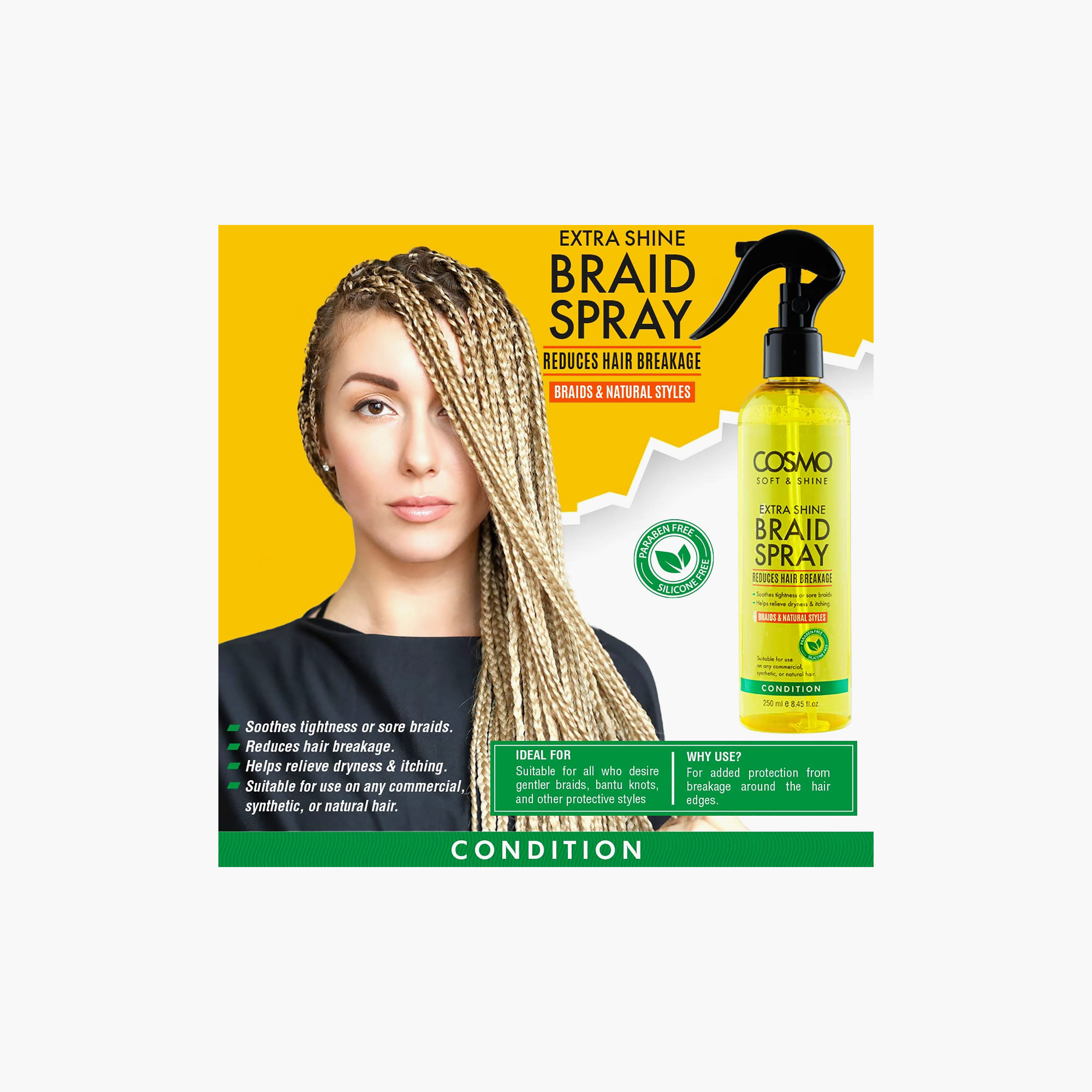 Cosmo Braids Shine Spray Shine with Natural Formula 250 ml-beautyandpersonalcare-hair-hairstyling-hairsprays-image-3