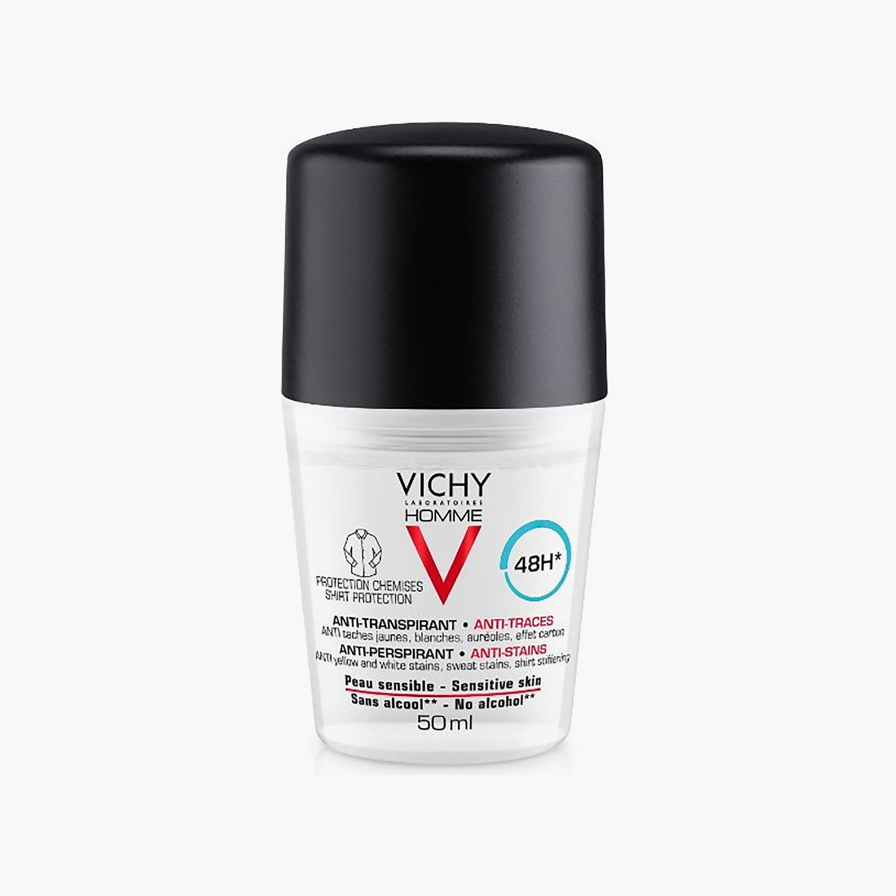 Vichy Homme Roll-On Anti-Perspirant Anti-Mark 48H 50 Ml-beautyandpersonalcare-bathandbody-hygieneessentials-image-1