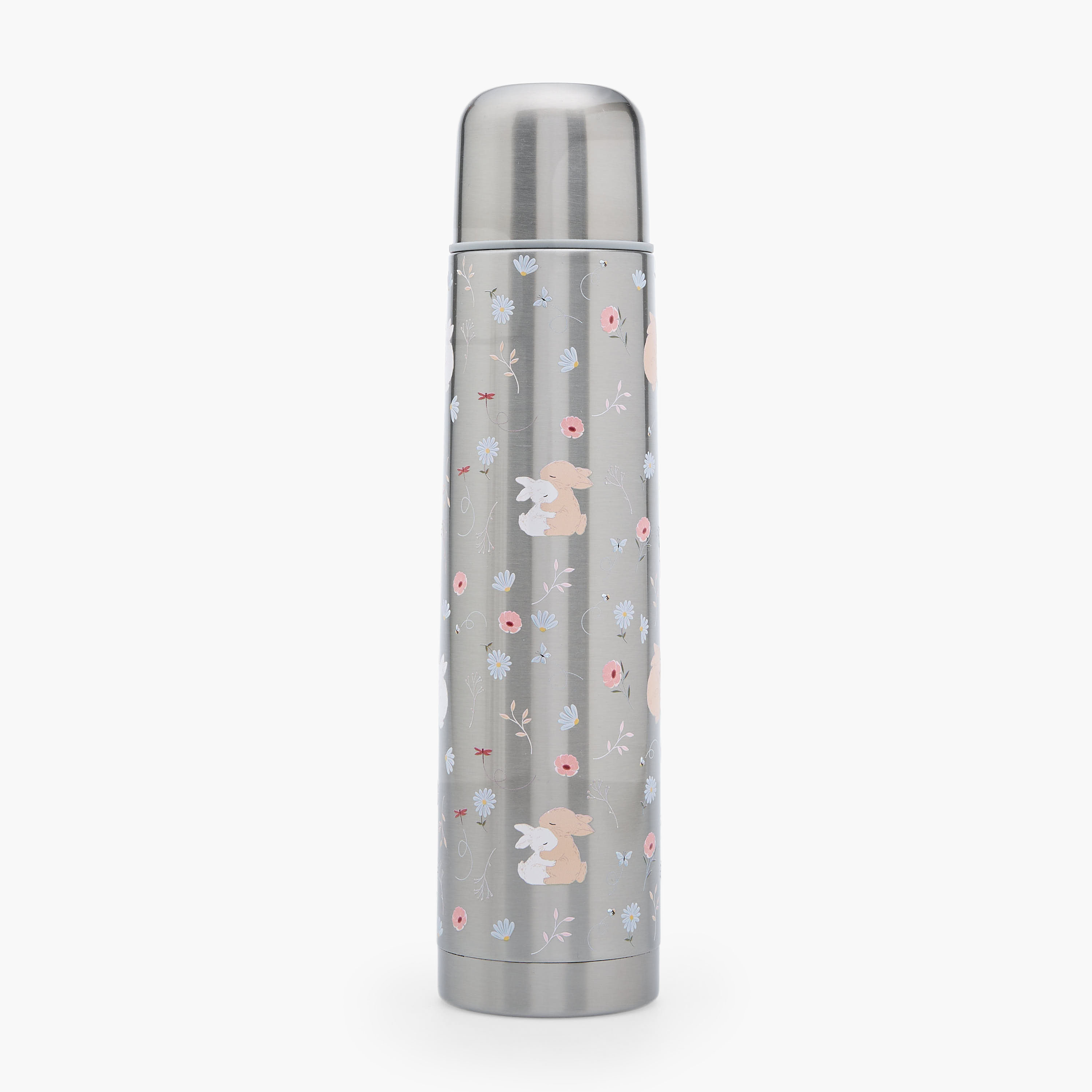 Juniors Bunny Print Stainless Steel Water Bottle with Wide Mouth and Vacuum Insulation - 1 L-baby-feeding-mealtimeessentials-image-1