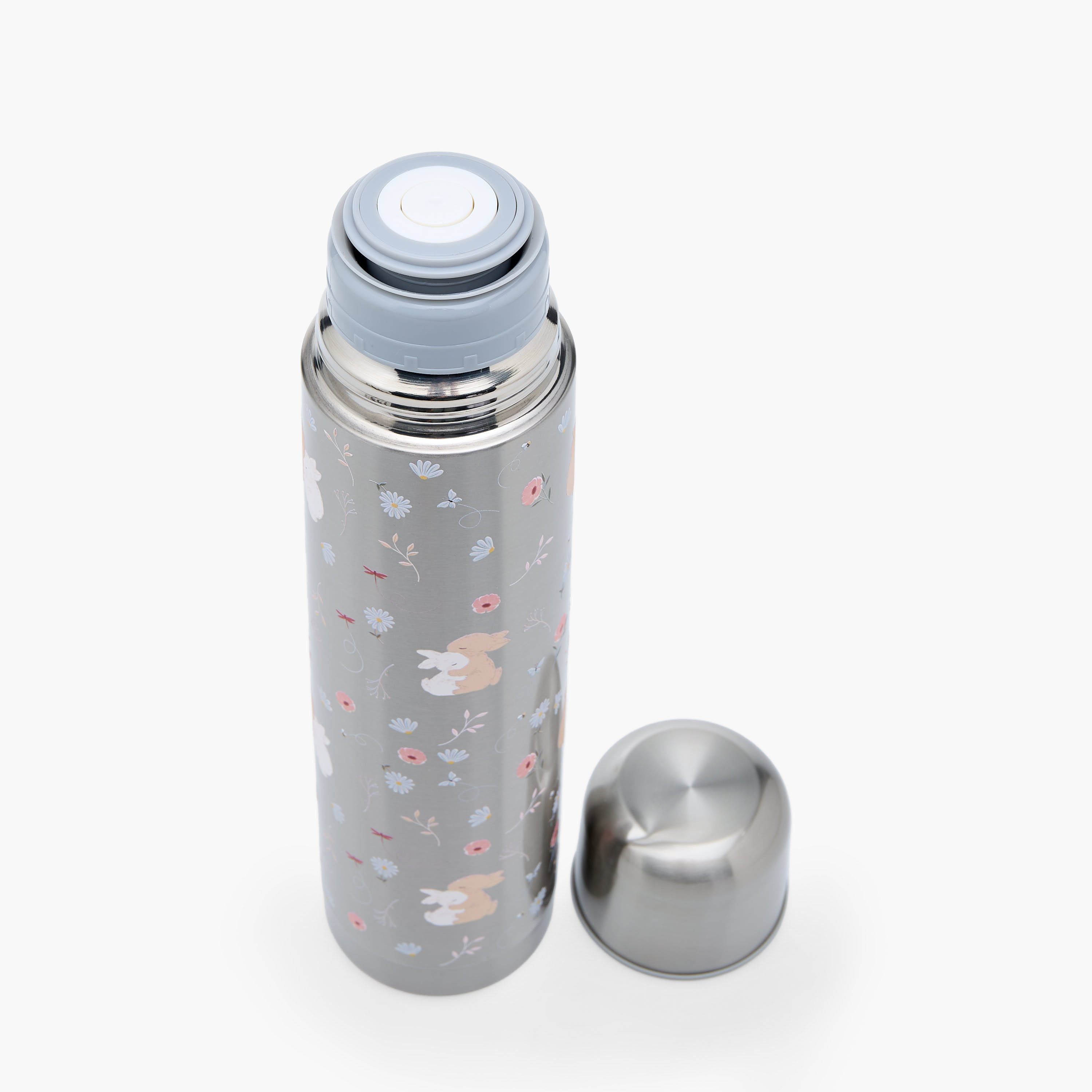 Juniors Bunny Print Stainless Steel Water Bottle with Wide Mouth and Vacuum Insulation - 1 L-baby-feeding-mealtimeessentials-image-4