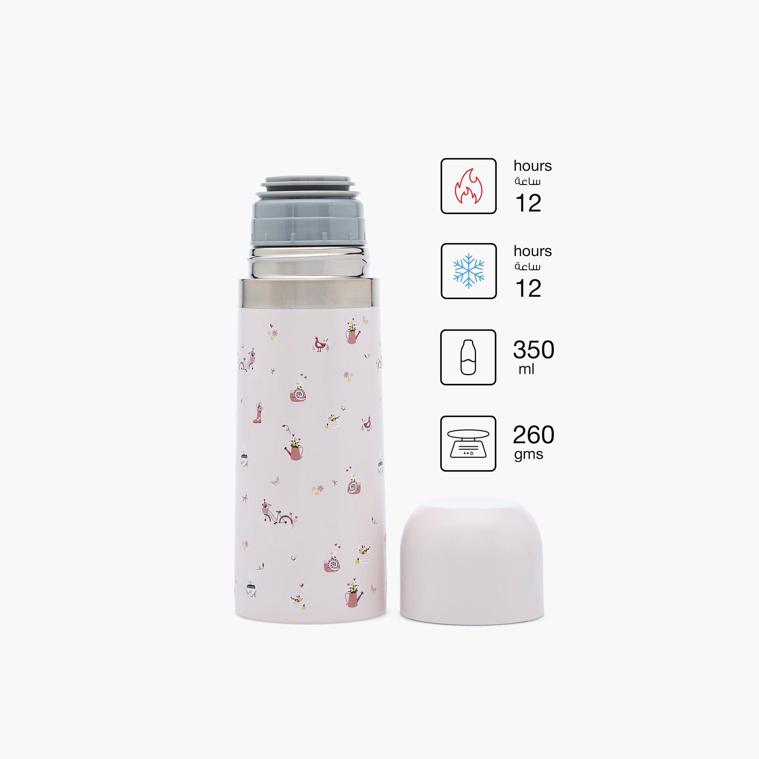 ترمس ستانلس ستيل بفوهة واسعة وعزل مفرغ وطبعات من جونيورز - 350 مل-baby-feeding-mealtimeessentials-image-4