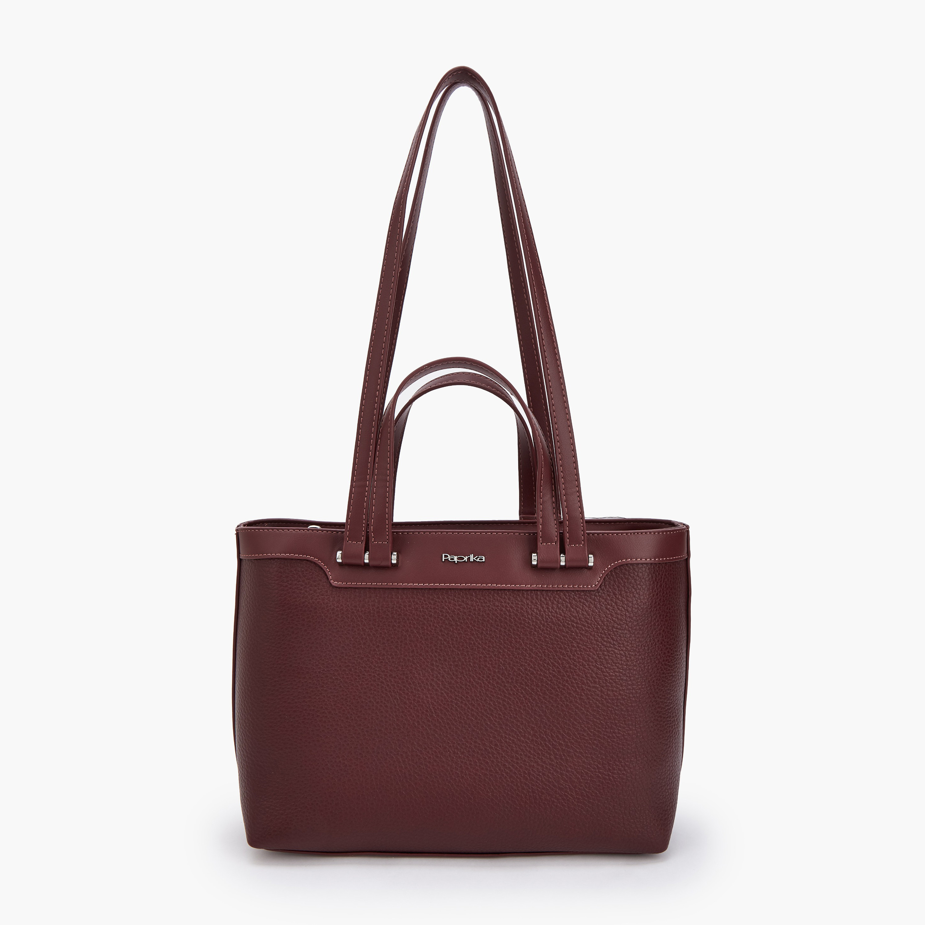 Paprika Textured Tote Bag with Double Handle-women-bagsandwallets-handbags-image-1