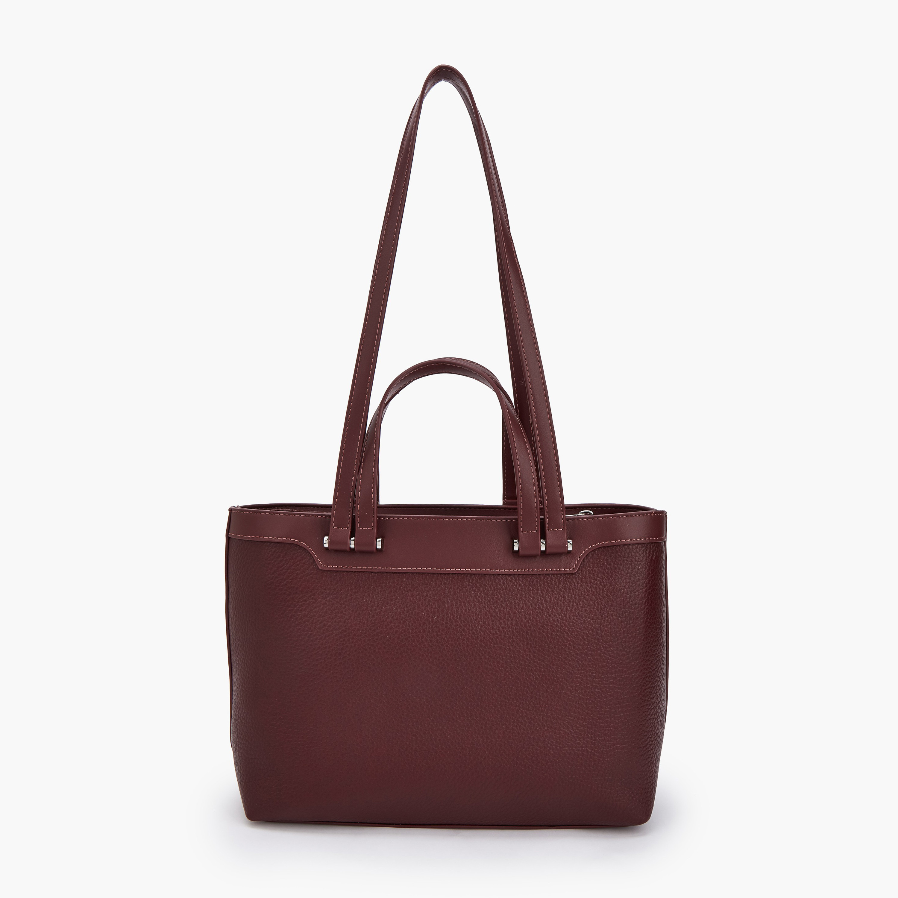 Paprika Textured Tote Bag with Double Handle-women-bagsandwallets-handbags-image-3