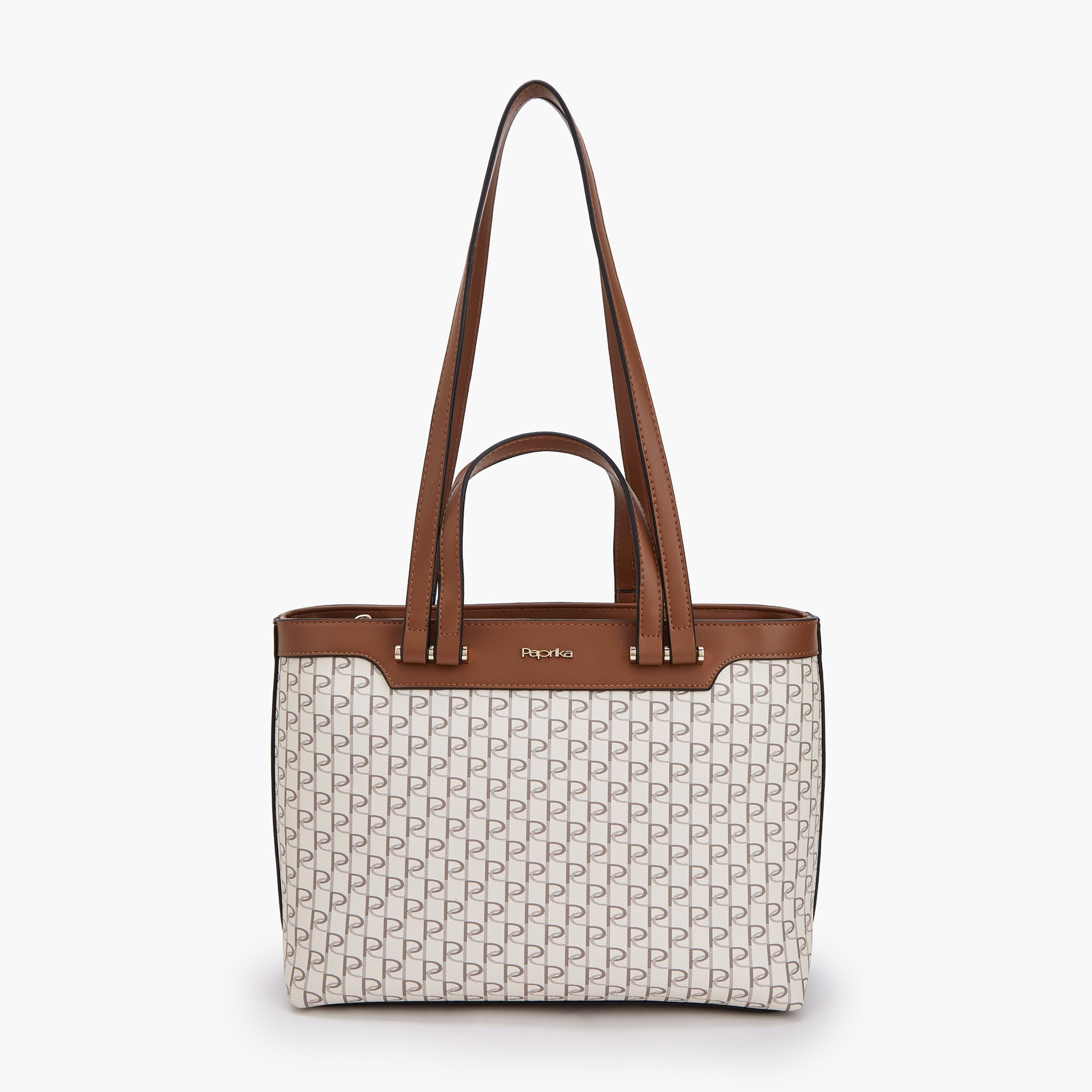 شنطة توتي بطبعات مونوجرام ومقبض مزدوج من بابريكا-women-bagsandwallets-handbags-image-1