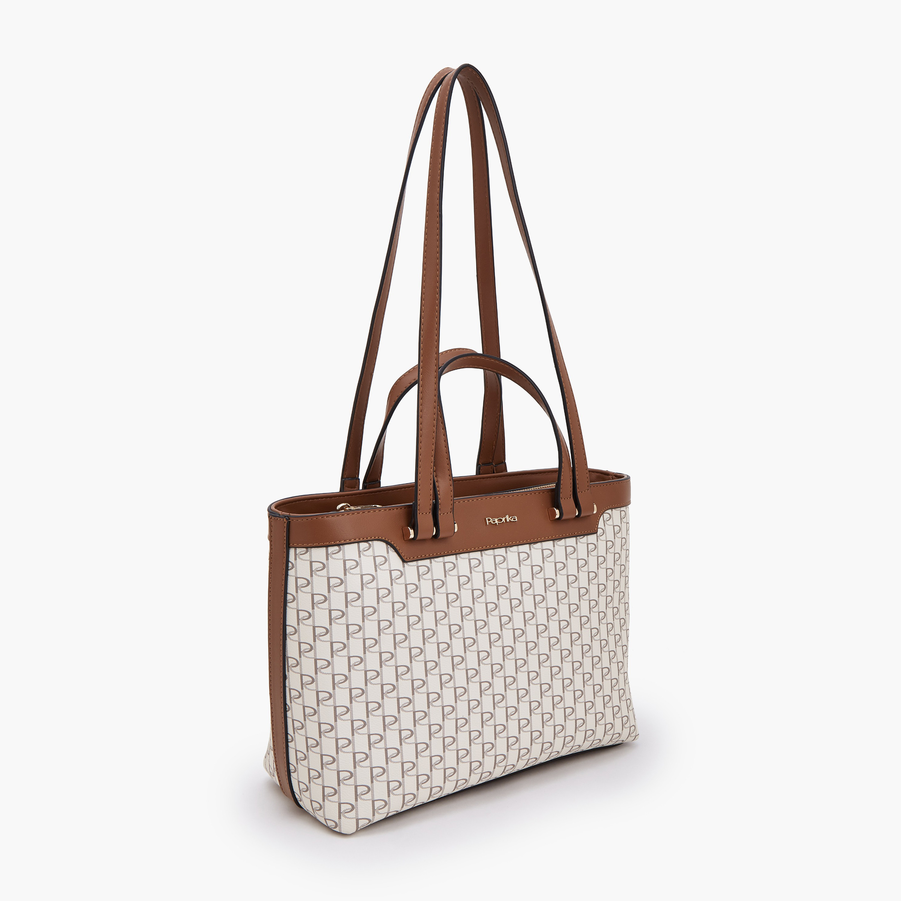 شنطة توتي بطبعات مونوجرام ومقبض مزدوج من بابريكا-women-bagsandwallets-handbags-image-2