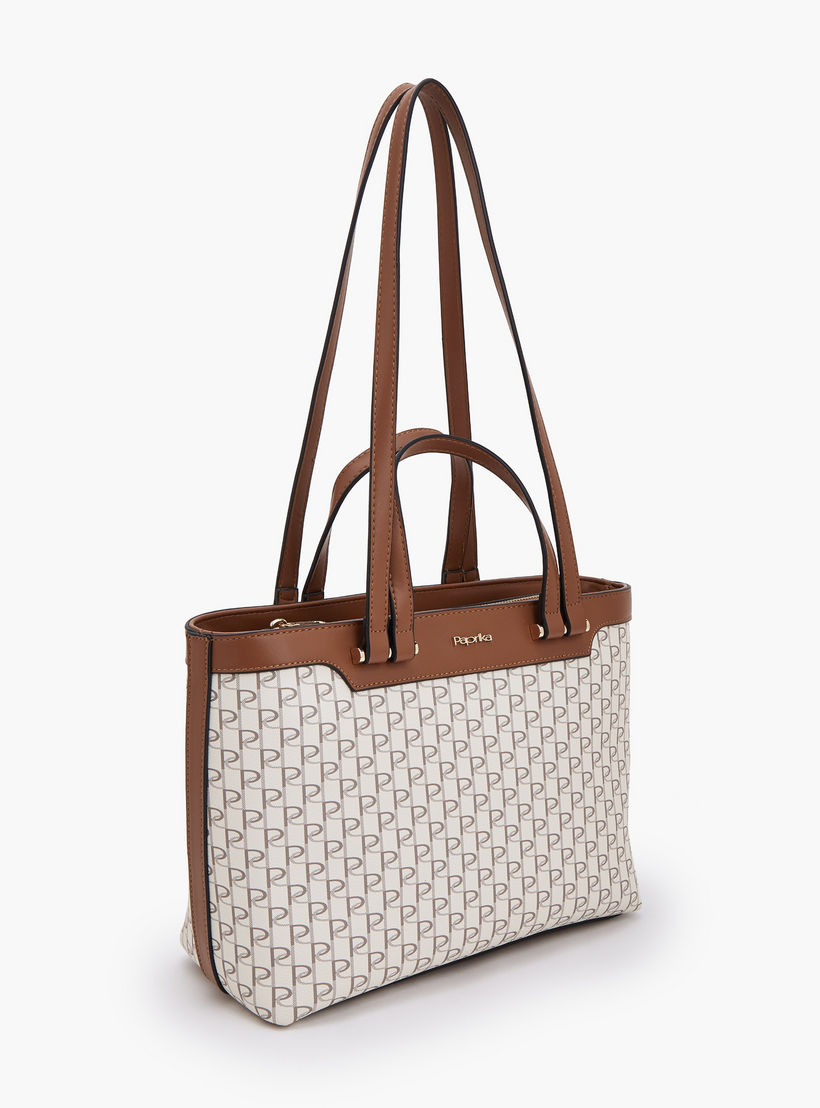 شنطة توتي بطبعات مونوجرام ومقبض مزدوج من بابريكا-women-bagsandwallets-handbags-image-2