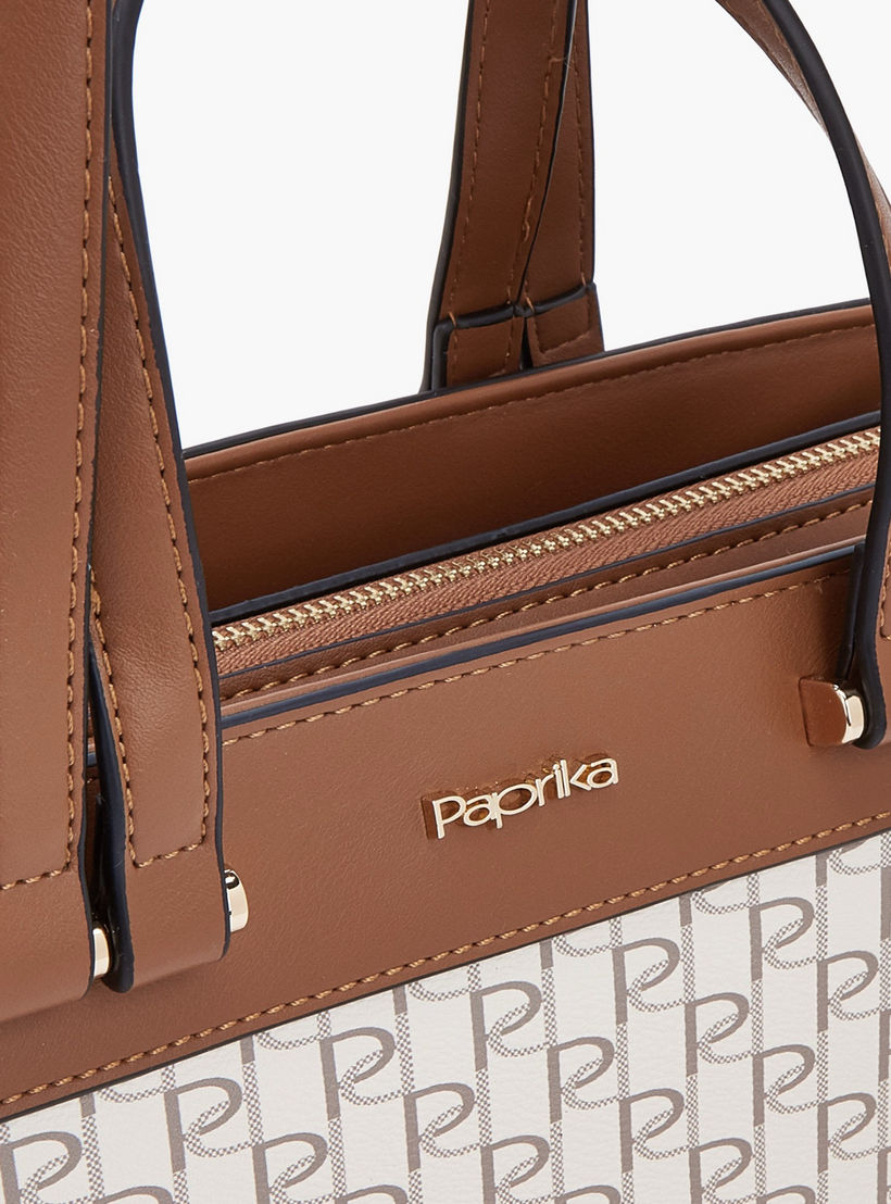شنطة توتي بطبعات مونوجرام ومقبض مزدوج من بابريكا-women-bagsandwallets-handbags-image-3
