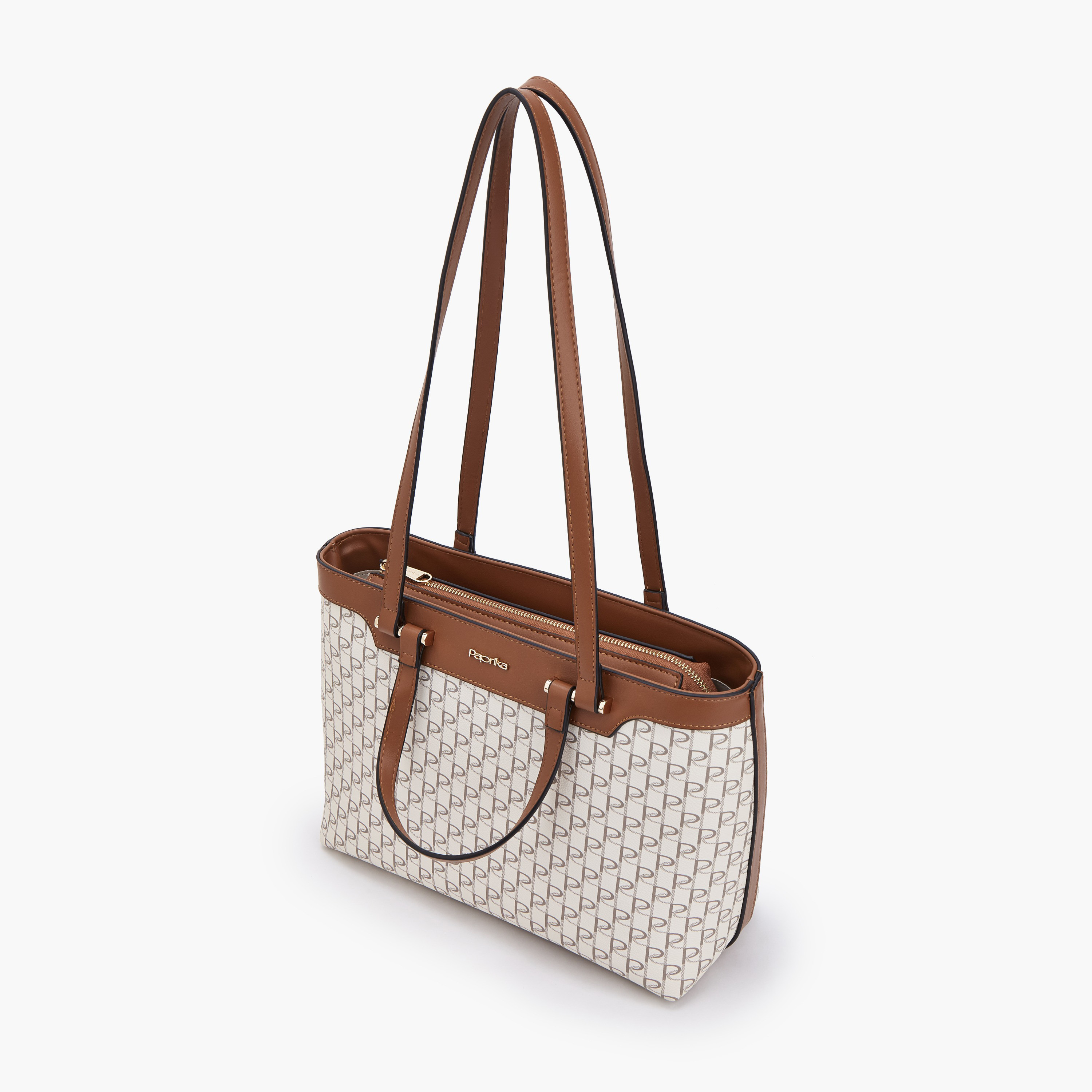 شنطة توتي بطبعات مونوجرام ومقبض مزدوج من بابريكا-women-bagsandwallets-handbags-image-5
