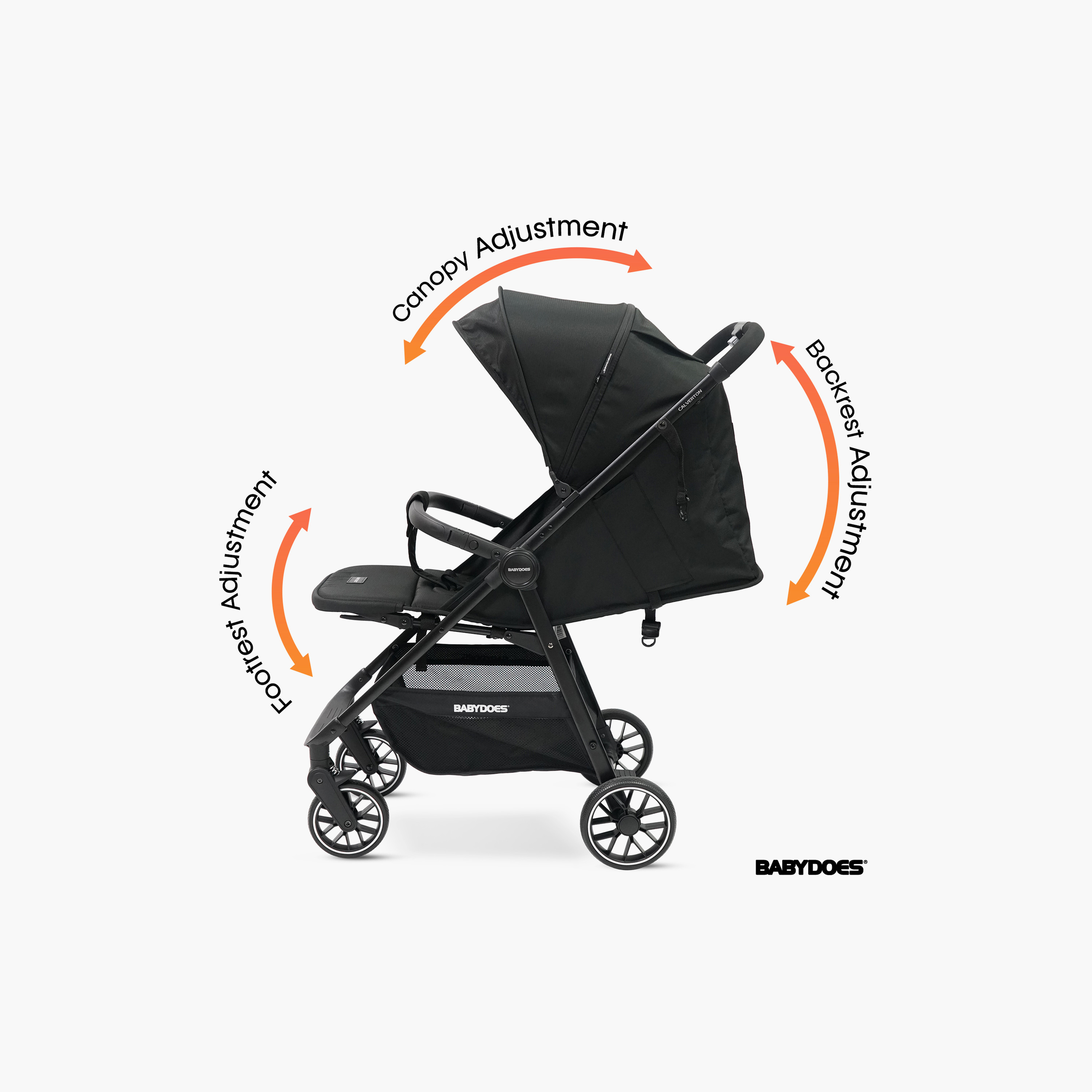 Babydoes Calverton - One-Hand Folding Baby Stroller, 5-Point Harness, Adjustable Backrest & Footrest-baby-gear-strollersandprams-strollers-image-5