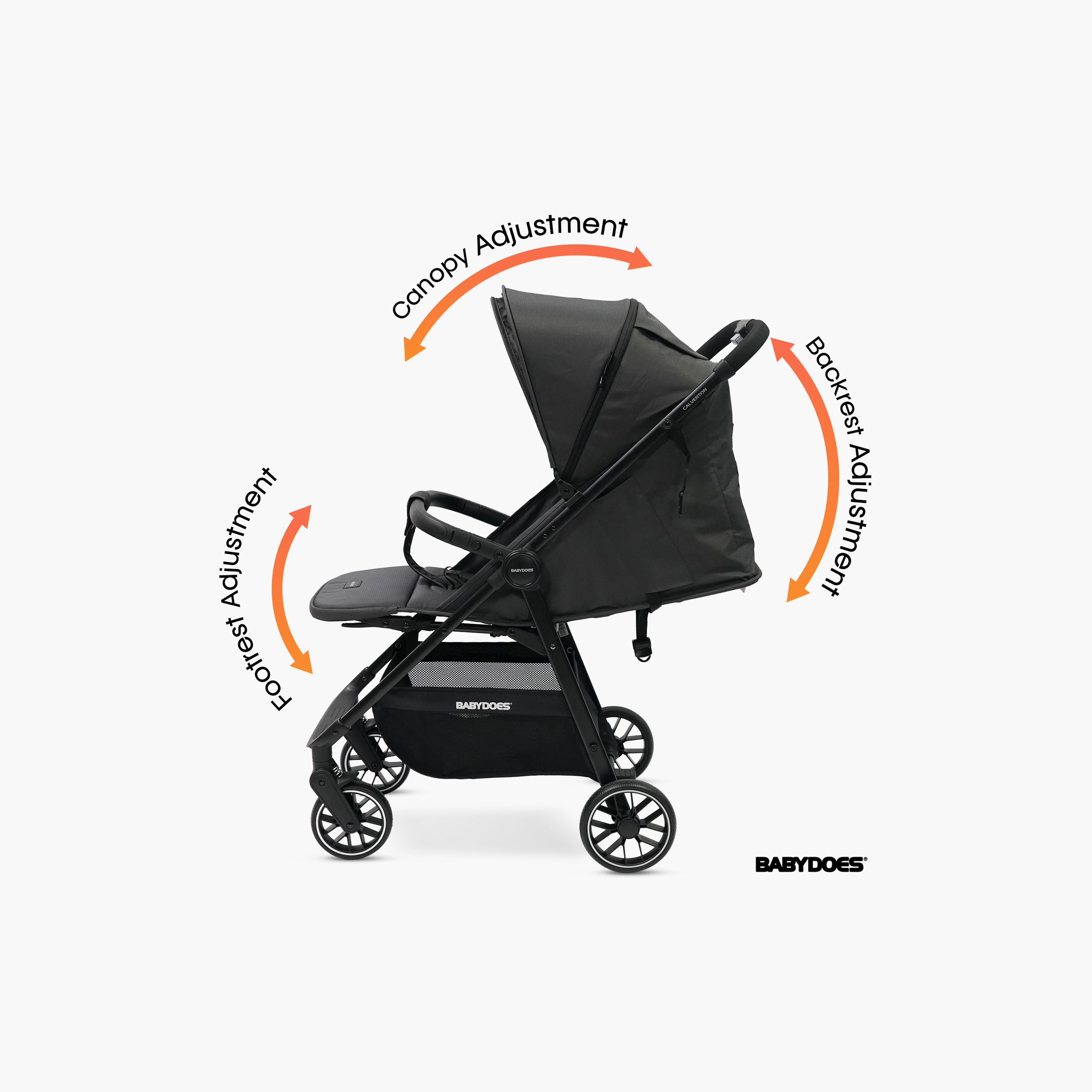 Babydoes Calverton - One-Hand Folding Baby Stroller, 5-Point Harness, Adjustable Backrest & Footrest-baby-gear-strollersandprams-strollers-image-11