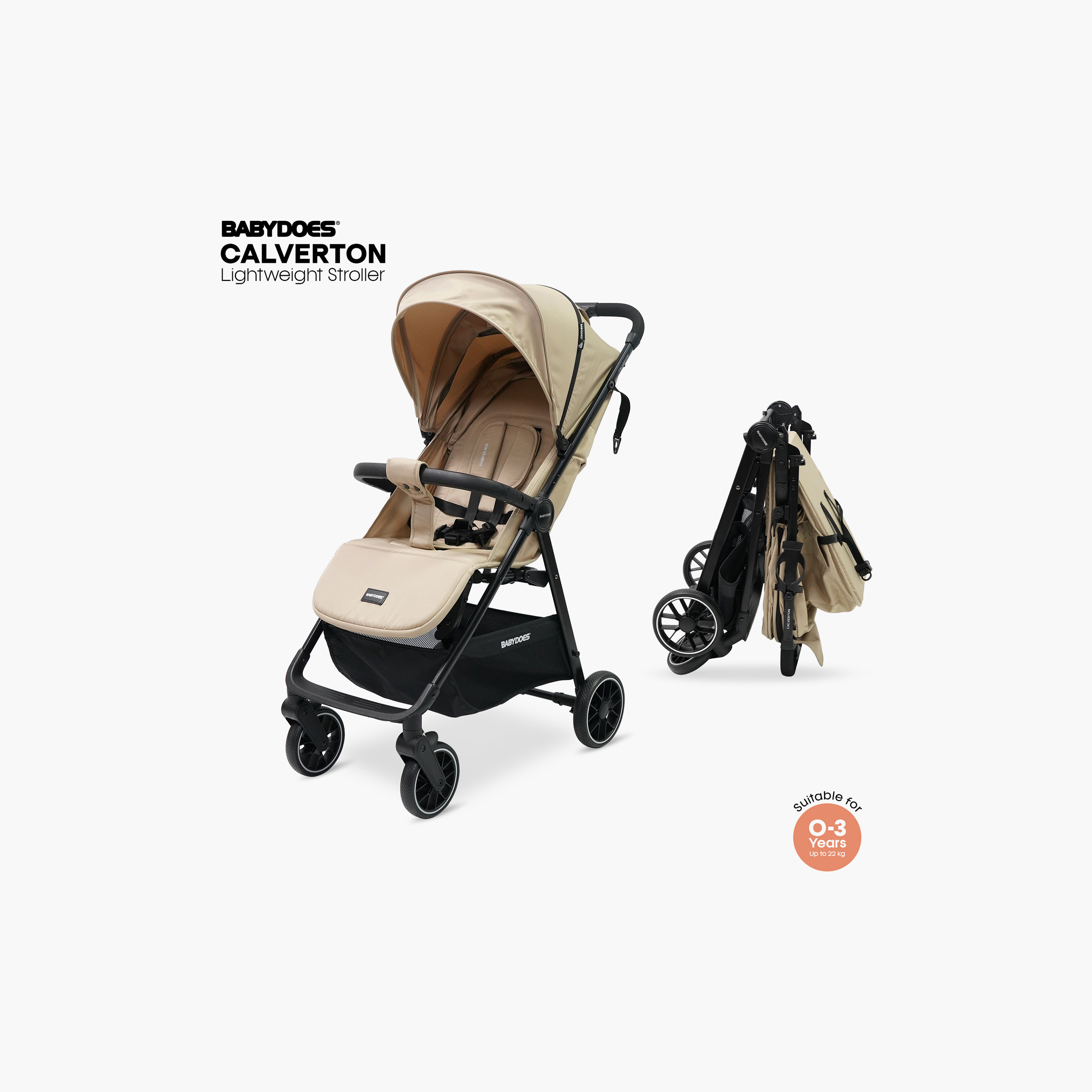 Babydoes Calverton - One-Hand Folding Baby Stroller, 5-Point Harness, Adjustable Backrest & Footrest-baby-gear-strollersandprams-strollers-image-14