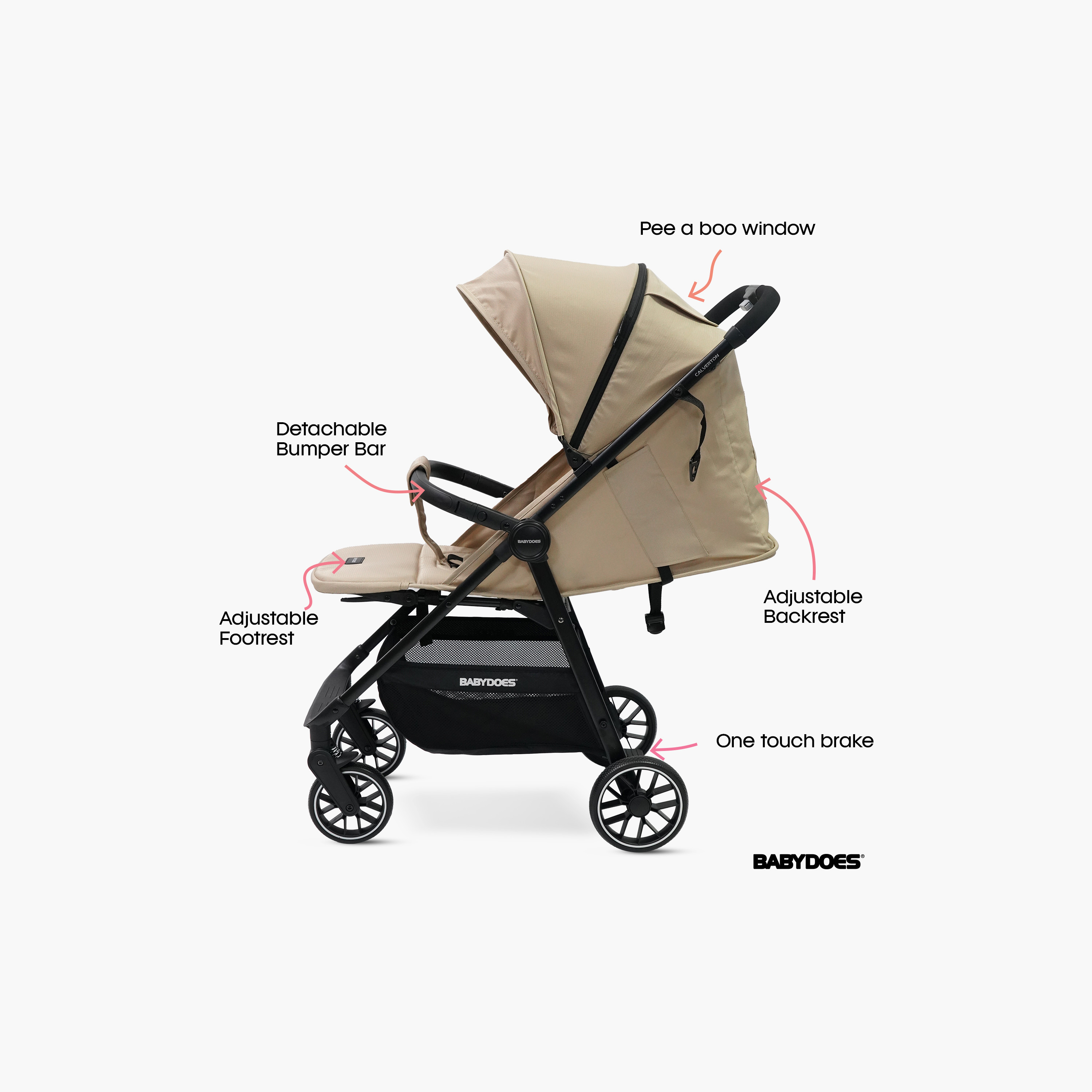 Babydoes Calverton - One-Hand Folding Baby Stroller, 5-Point Harness, Adjustable Backrest & Footrest-baby-gear-strollersandprams-strollers-image-16