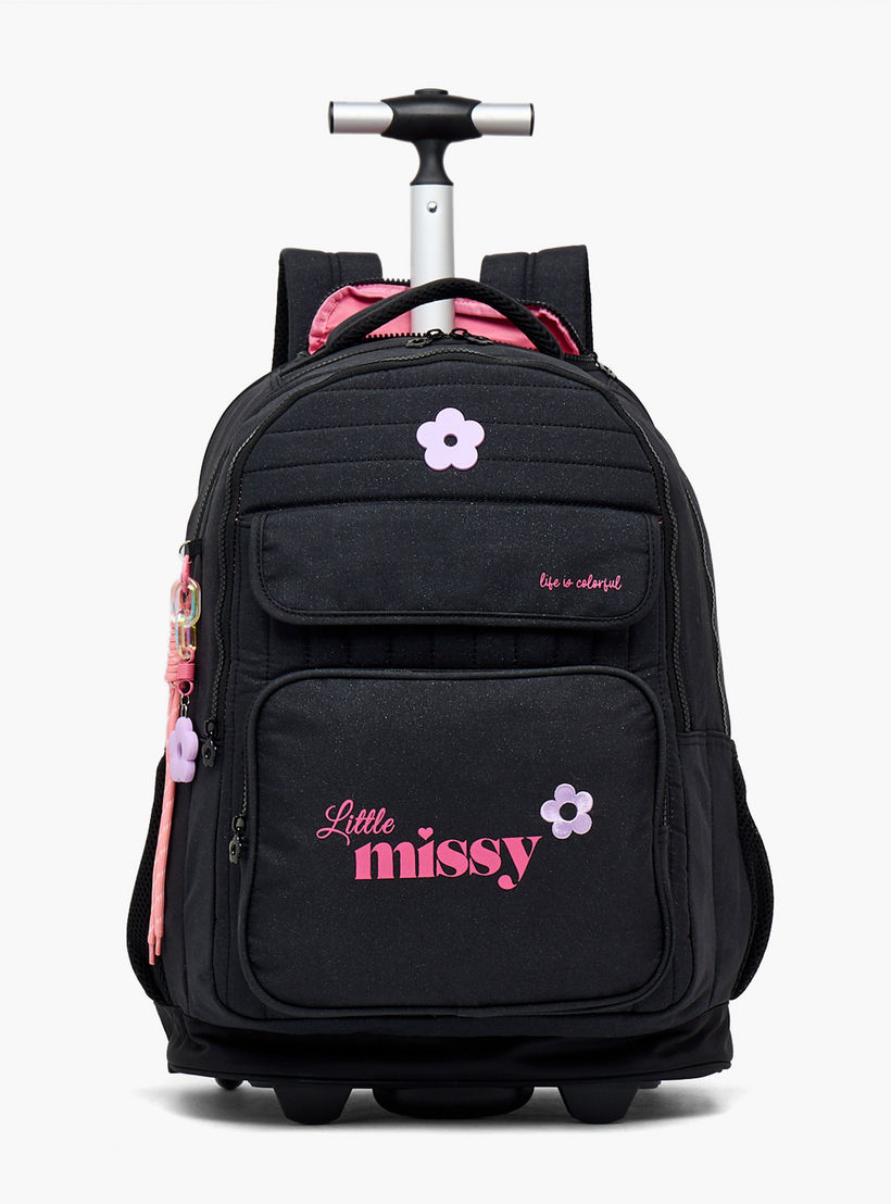 شنطة ترولي بطبعات ليتل ميسي للبنات من 13 سنة فأكثر مع جيب أمامي من ليتل ميسي-school-bagsandbackpacks-trolleybags-image-1