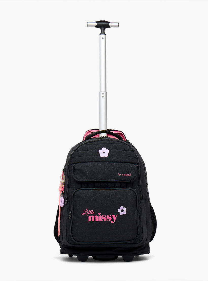 شنطة ترولي بطبعات ليتل ميسي للبنات من 13 سنة فأكثر مع جيب أمامي من ليتل ميسي-school-bagsandbackpacks-trolleybags-image-3