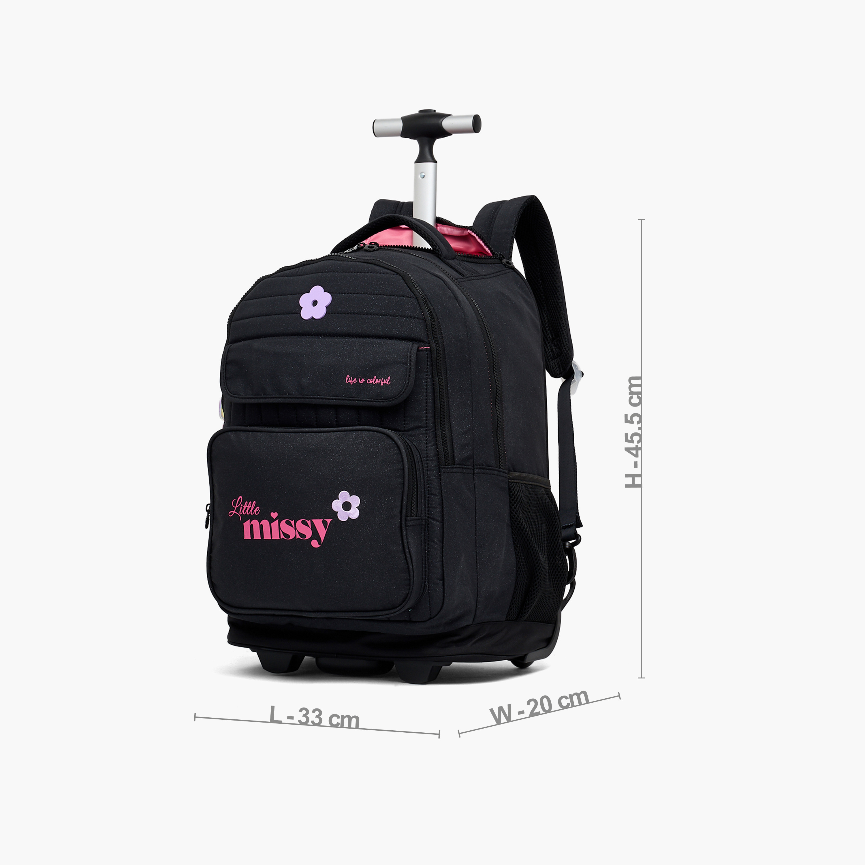 شنطة ترولي بطبعات ليتل ميسي للبنات من 13 سنة فأكثر مع جيب أمامي من ليتل ميسي-school-bagsandbackpacks-trolleybags-image-7