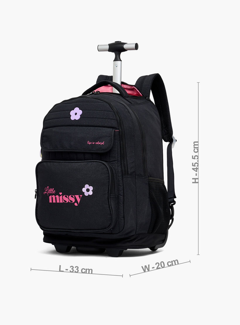 شنطة ترولي بطبعات ليتل ميسي للبنات من 13 سنة فأكثر مع جيب أمامي من ليتل ميسي-school-bagsandbackpacks-trolleybags-image-7