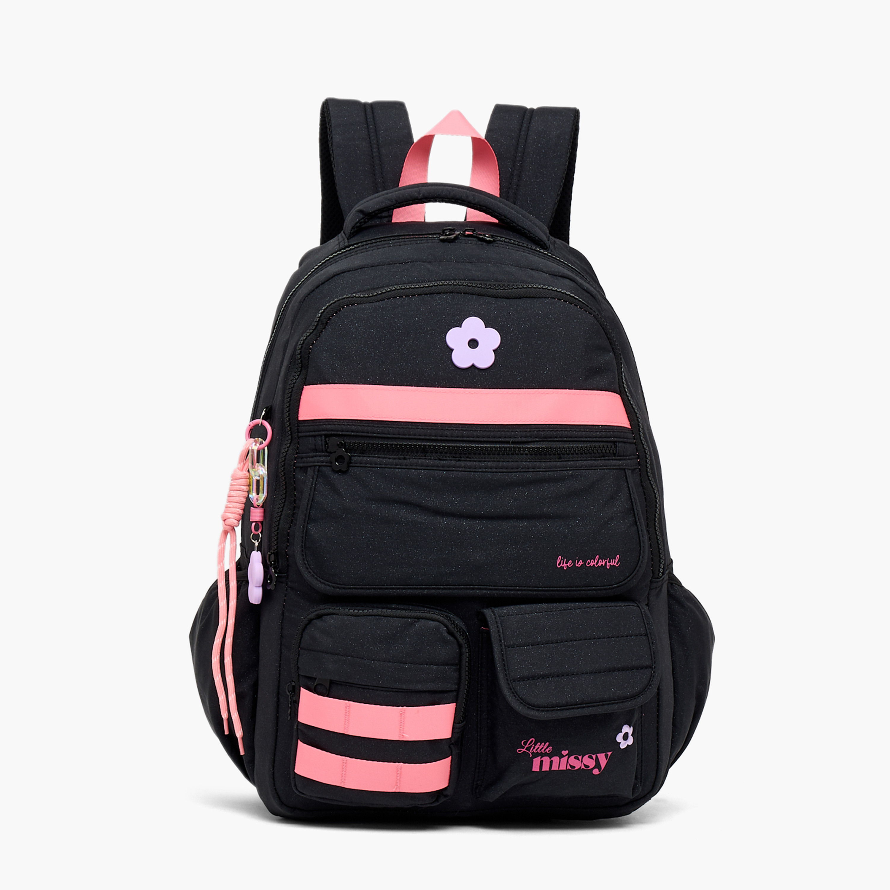 شنطة ظهر بطبعات زهور للبنات من 13 سنة فأكثر مع جيب مبطن للابتوب من ليتل ميسي-school-bagsandbackpacks-backpacks-image-1
