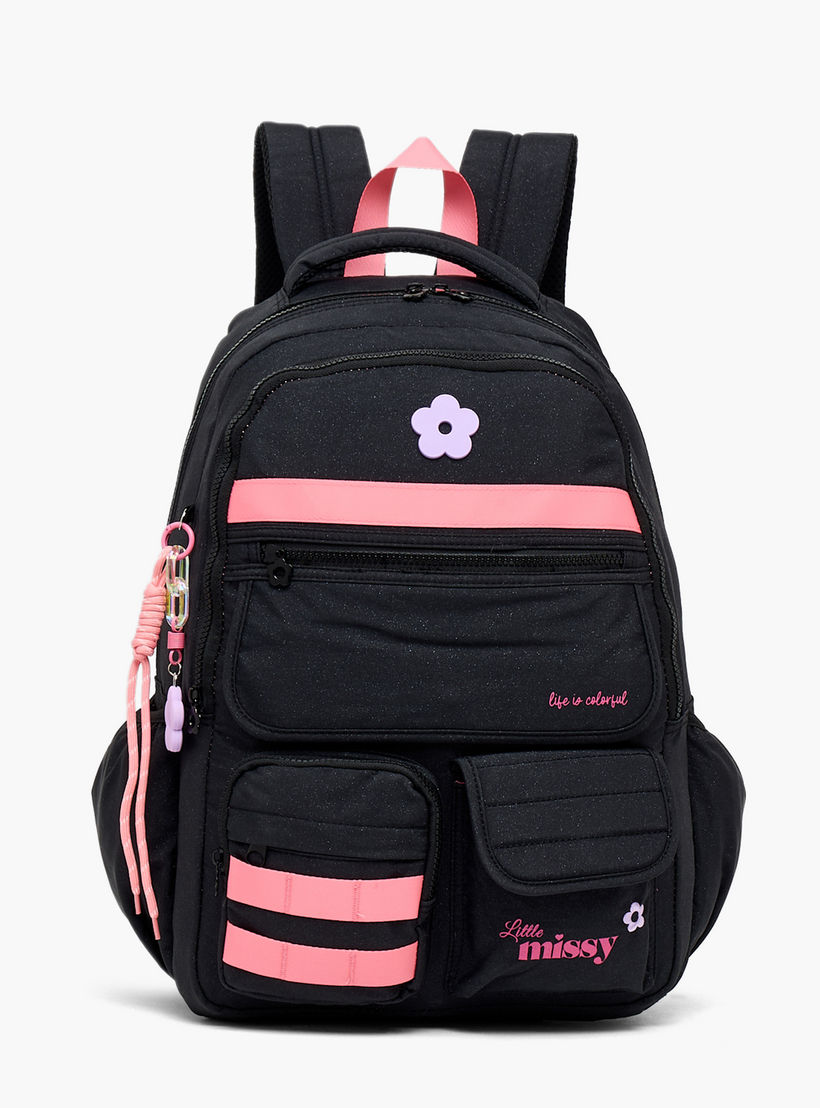 شنطة ظهر بطبعات زهور للبنات من 13 سنة فأكثر مع جيب مبطن للابتوب من ليتل ميسي-school-bagsandbackpacks-backpacks-image-1