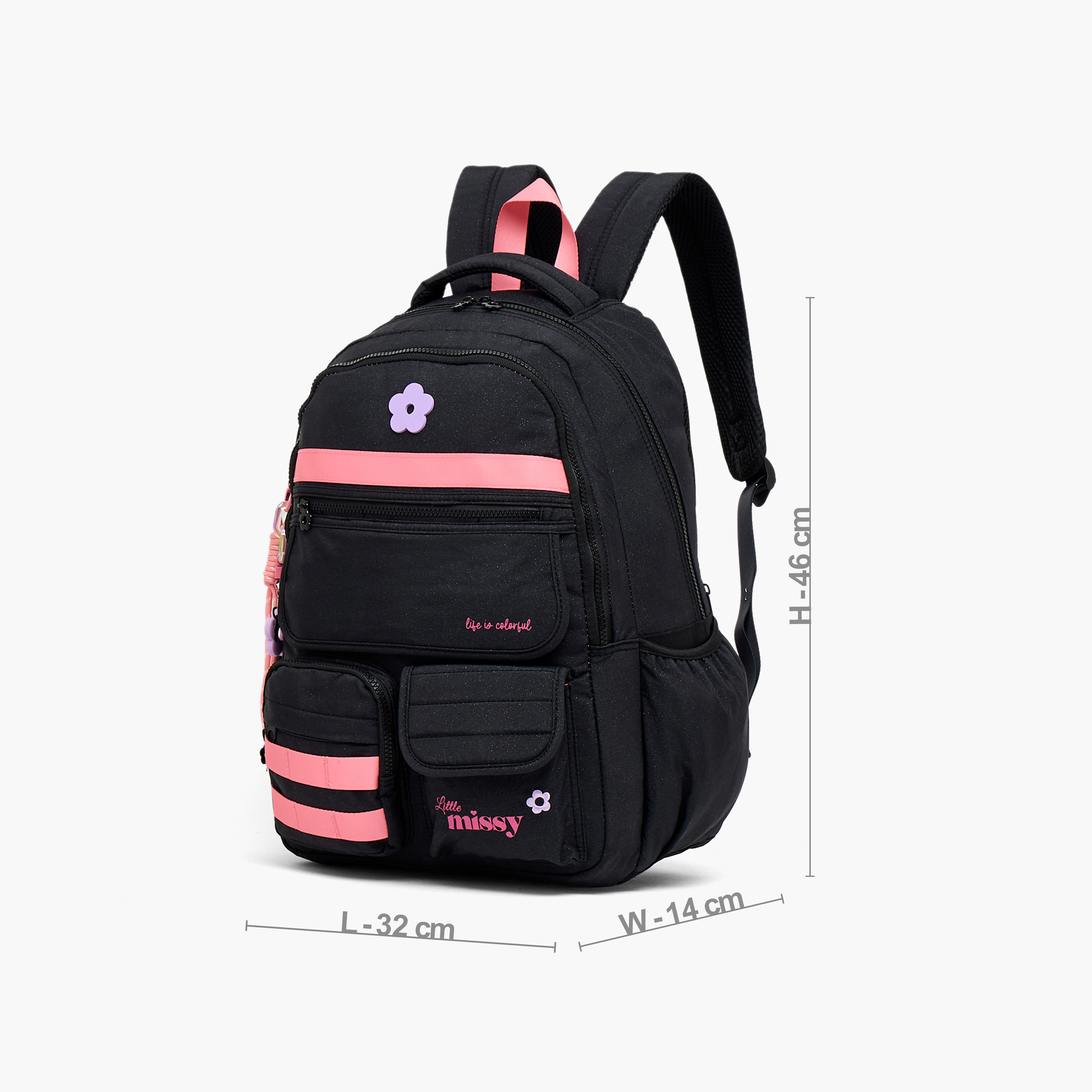 شنطة ظهر بطبعات زهور للبنات من 13 سنة فأكثر مع جيب مبطن للابتوب من ليتل ميسي-school-bagsandbackpacks-backpacks-image-6