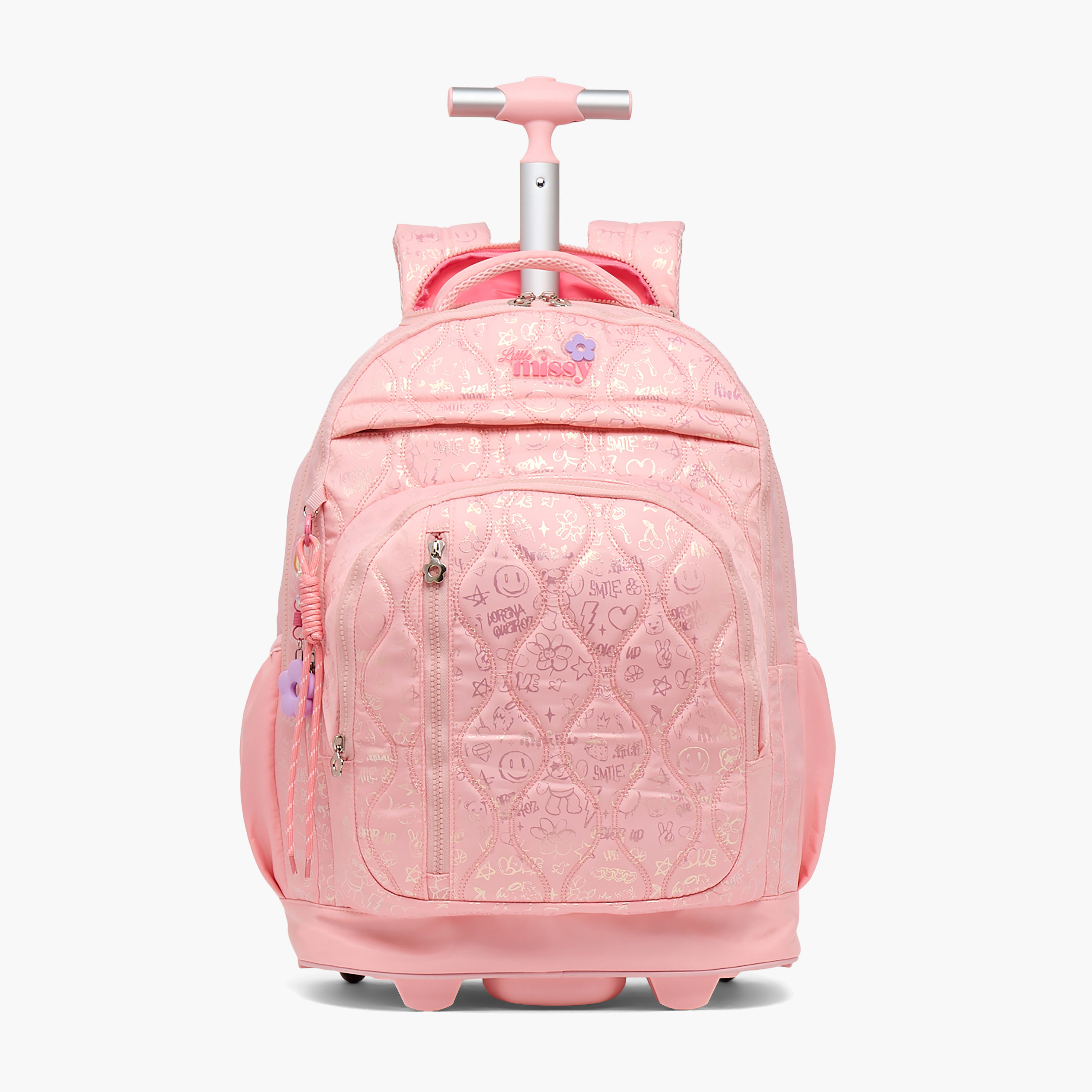 شنطة ترولي مبطنة للبنات من 13 سنة فأكثر بعجلات متينة من ليتل ميسي-school-bagsandbackpacks-trolleybags-image-1