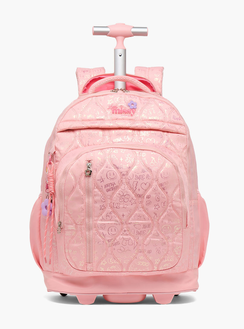 Little Missy Quilted Trolley Bag for Girls 13+ Years with Durable Wheels-school-bagsandbackpacks-trolleybags-image-1