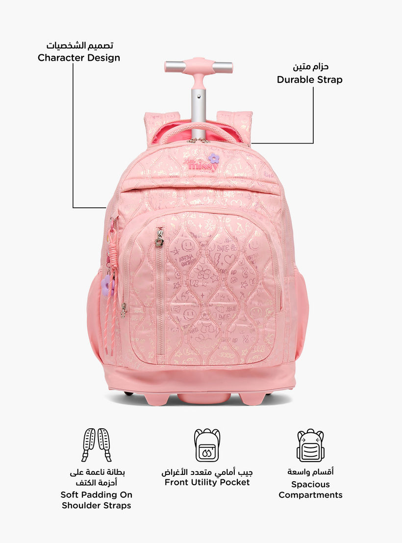 Little Missy Quilted Trolley Bag for Girls 13+ Years with Durable Wheels-school-bagsandbackpacks-trolleybags-image-2