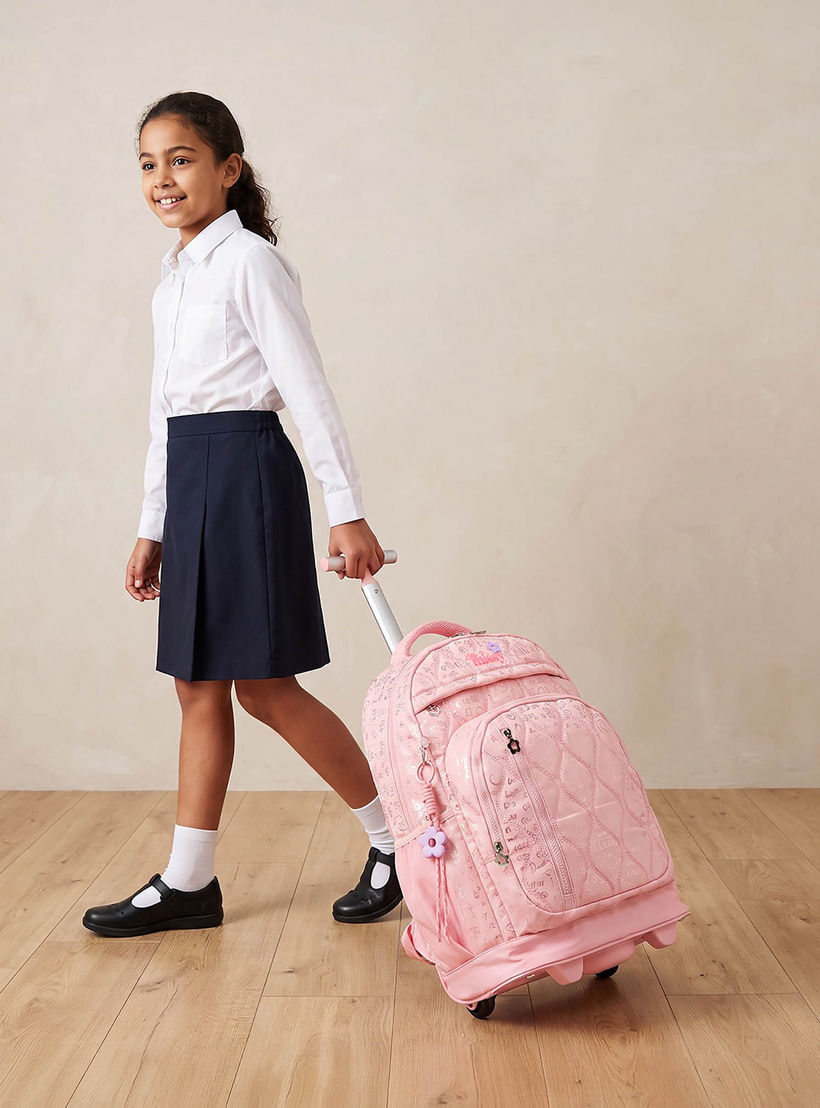 شنطة ترولي مبطنة للبنات من 13 سنة فأكثر بعجلات متينة من ليتل ميسي-school-bagsandbackpacks-trolleybags-image-3