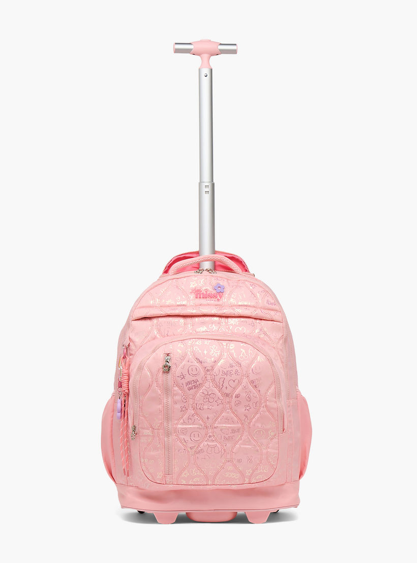 شنطة ترولي مبطنة للبنات من 13 سنة فأكثر بعجلات متينة من ليتل ميسي-school-bagsandbackpacks-trolleybags-image-4