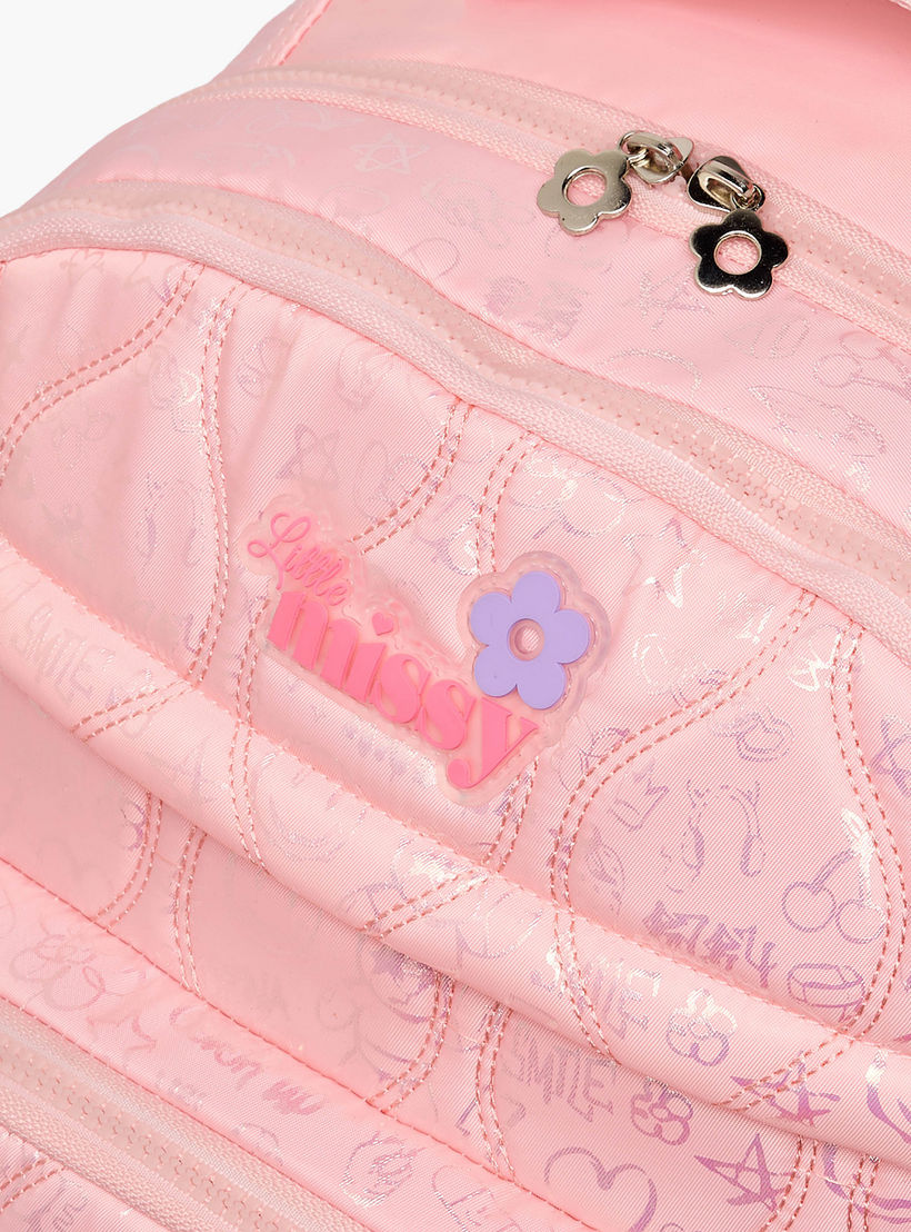 شنطة ترولي مبطنة للبنات من 13 سنة فأكثر بعجلات متينة من ليتل ميسي-school-bagsandbackpacks-trolleybags-image-5