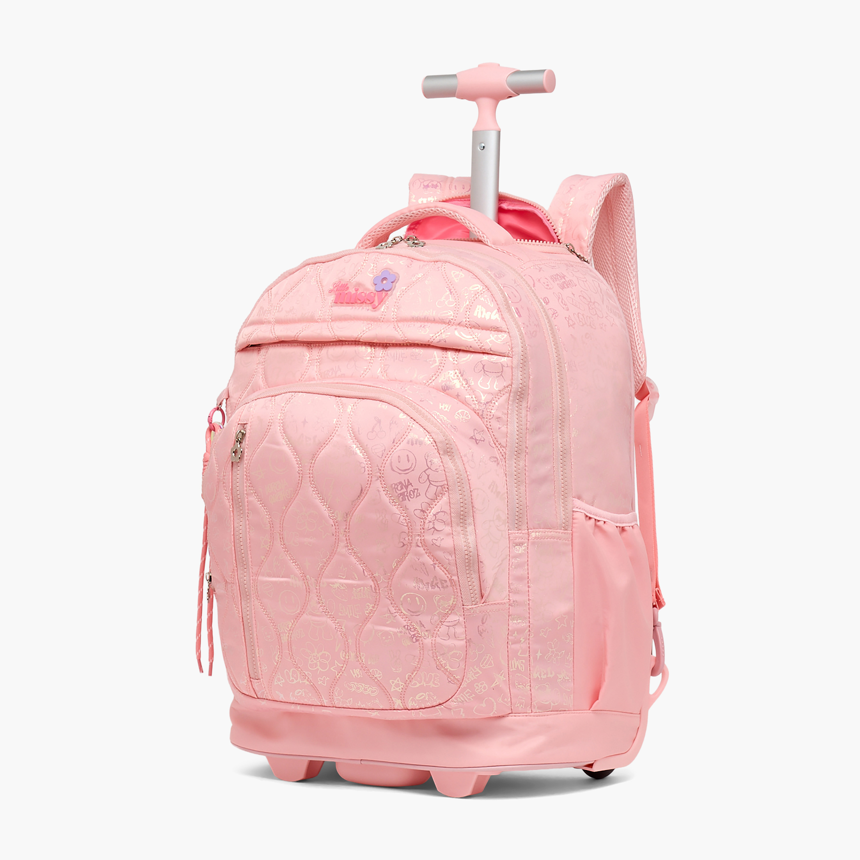 شنطة ترولي مبطنة  للبنات من 13 سنة فأكثر بعجلات متينة من ليتل ميسي-school-bagsandbackpacks-trolleybags-image-5