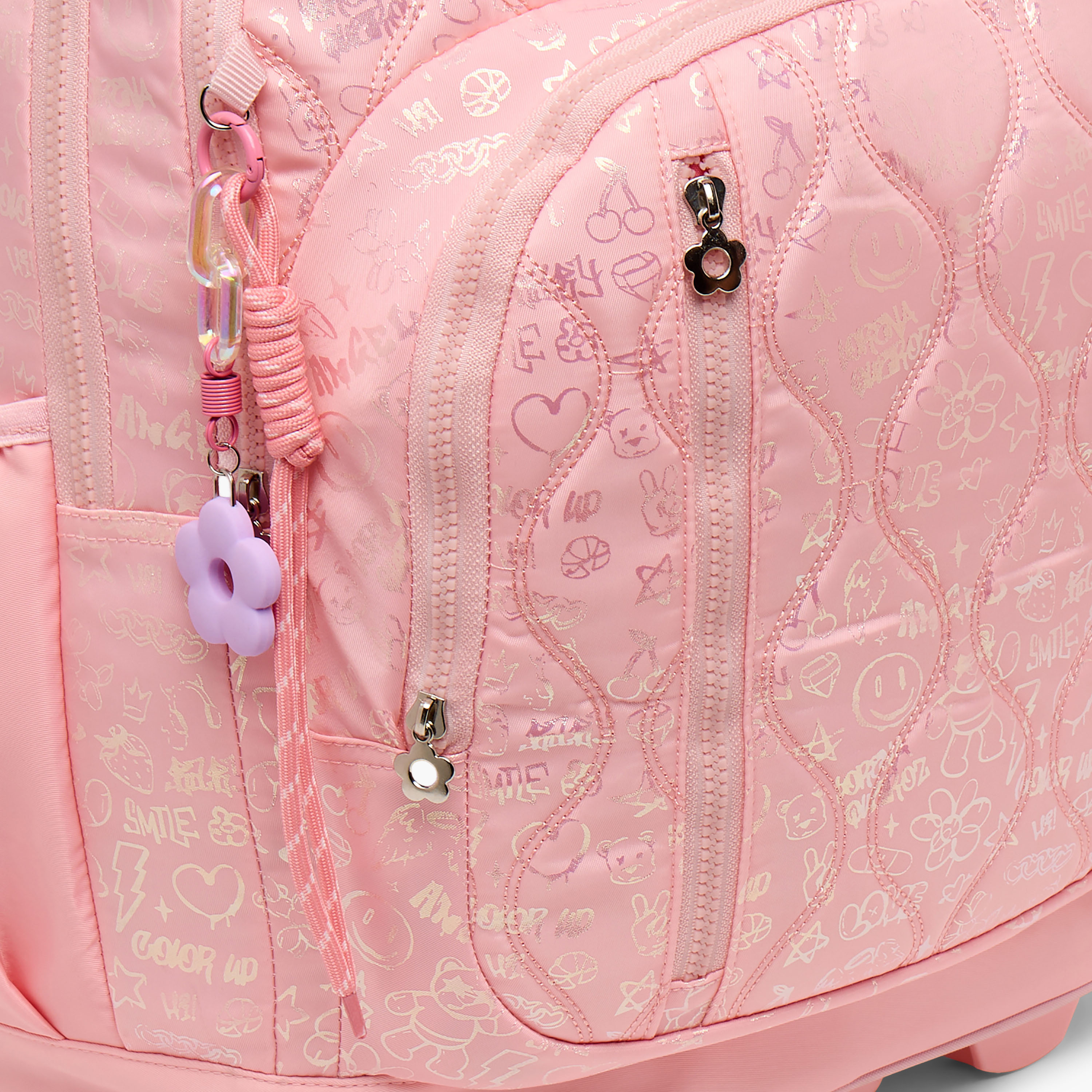 شنطة ترولي مبطنة للبنات من 13 سنة فأكثر بعجلات متينة من ليتل ميسي-school-bagsandbackpacks-trolleybags-image-6