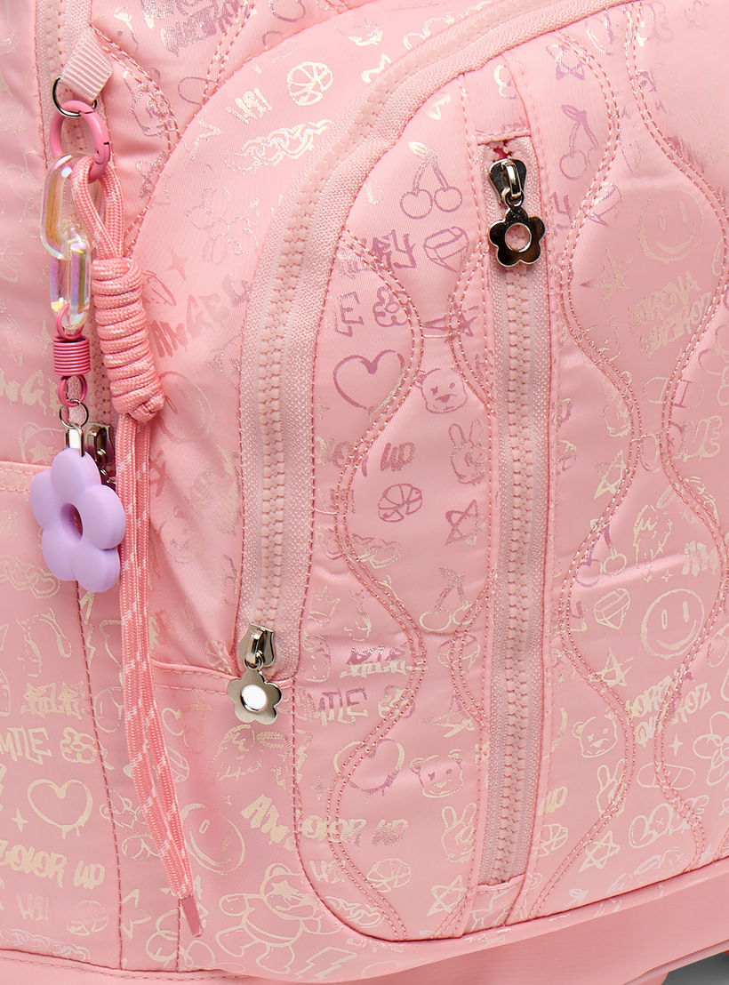 شنطة ترولي مبطنة للبنات من 13 سنة فأكثر بعجلات متينة من ليتل ميسي-school-bagsandbackpacks-trolleybags-image-6