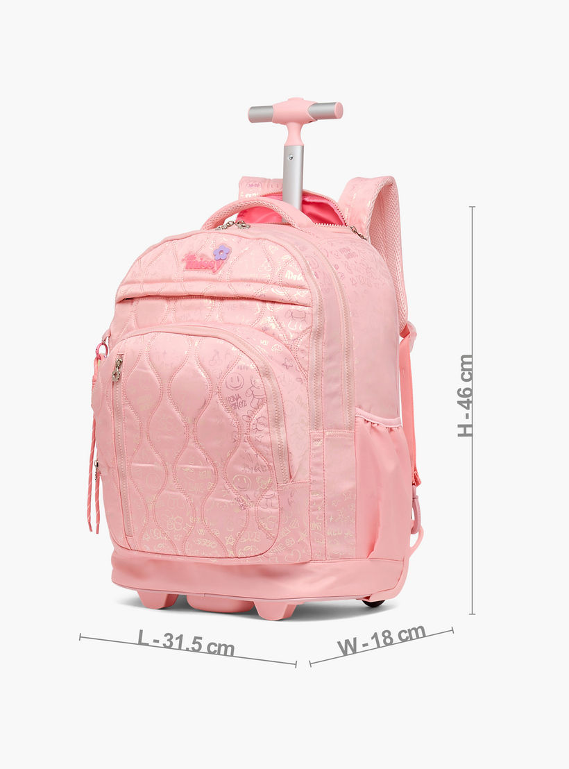 شنطة ترولي مبطنة للبنات من 13 سنة فأكثر بعجلات متينة من ليتل ميسي-school-bagsandbackpacks-trolleybags-image-8