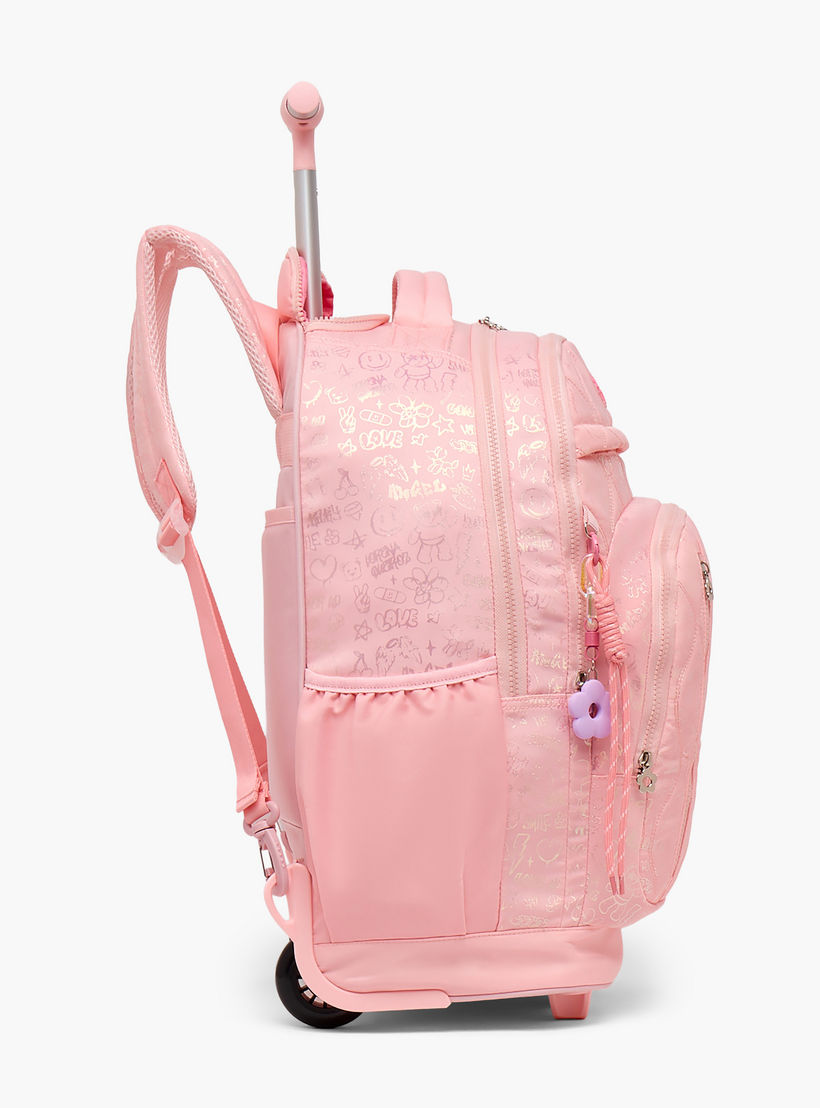 شنطة ترولي مبطنة للبنات من 13 سنة فأكثر بعجلات متينة من ليتل ميسي-school-bagsandbackpacks-trolleybags-image-9