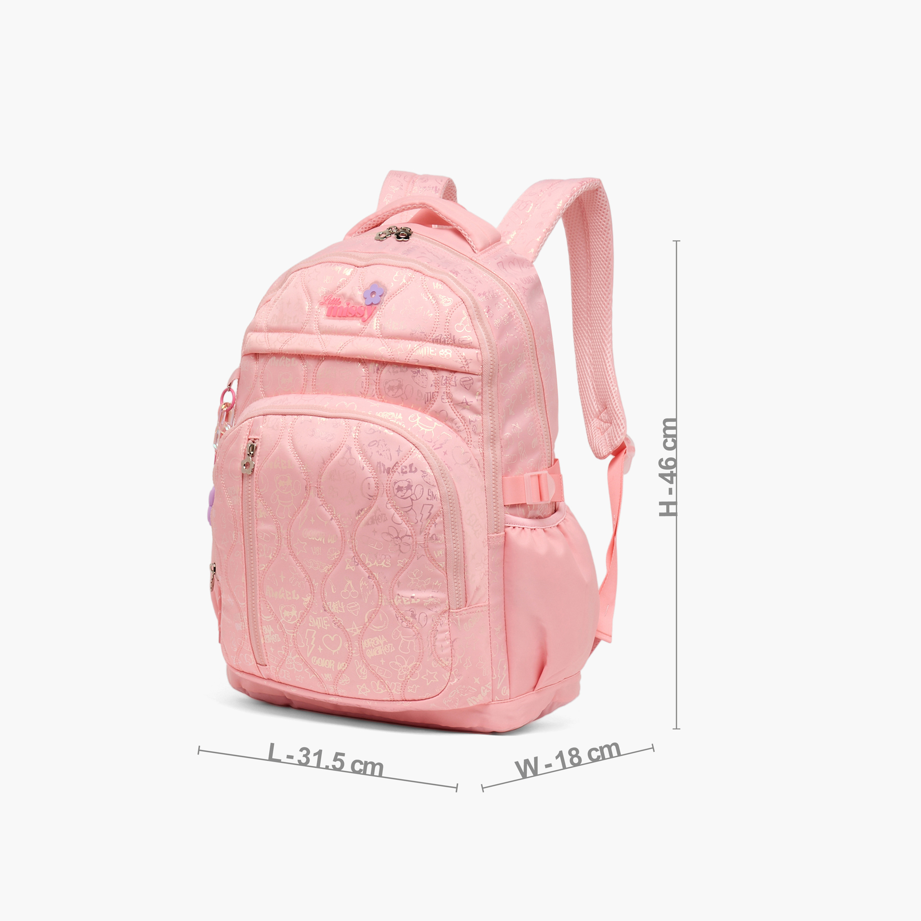 شنطة ظهر بطبعات وبجيب مبطن للابتوب للبنات بعمر 13 سنة فما فوق من ليتل ميسي-school-bagsandbackpacks-backpacks-image-6
