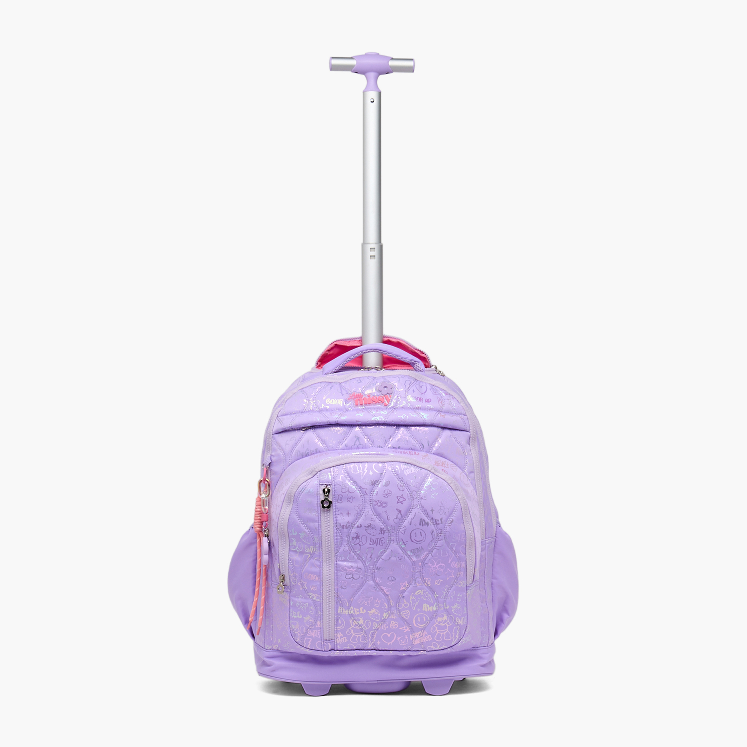 شنطة ترولي مبطنة للبنات من 13 سنة فأكثر بعجلات متينة من ليتل ميسي-school-bagsandbackpacks-trolleybags-image-3