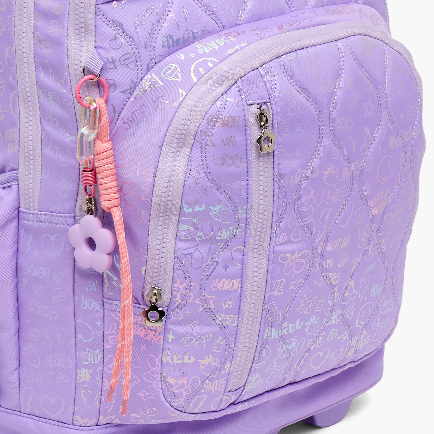 شنطة ترولي مبطنة  للبنات من 13 سنة فأكثر بعجلات متينة من ليتل ميسي-school-bagsandbackpacks-trolleybags-image-4