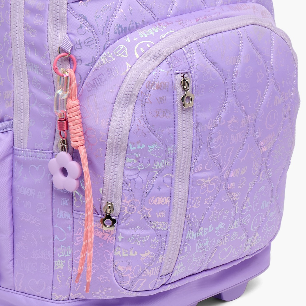 شنطة ترولي مبطنة للبنات من 13 سنة فأكثر بعجلات متينة من ليتل ميسي-school-bagsandbackpacks-trolleybags-image-5