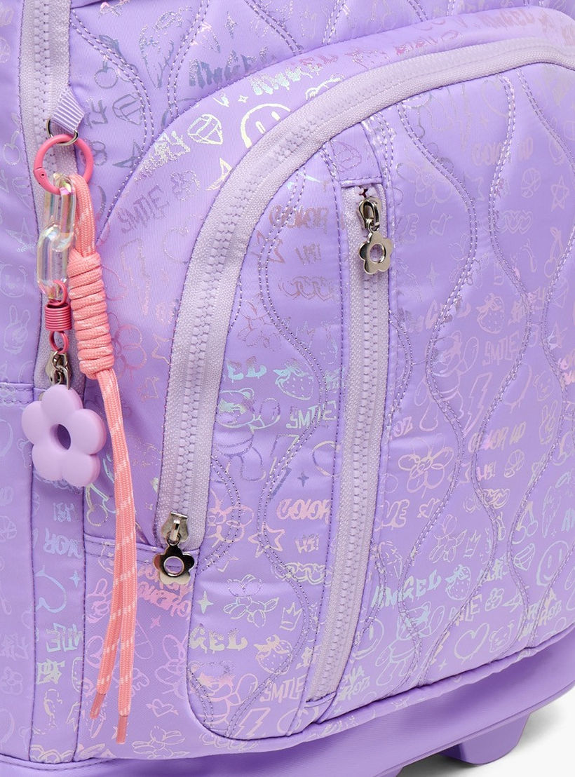 شنطة ترولي مبطنة للبنات من 13 سنة فأكثر بعجلات متينة من ليتل ميسي-school-bagsandbackpacks-trolleybags-image-5