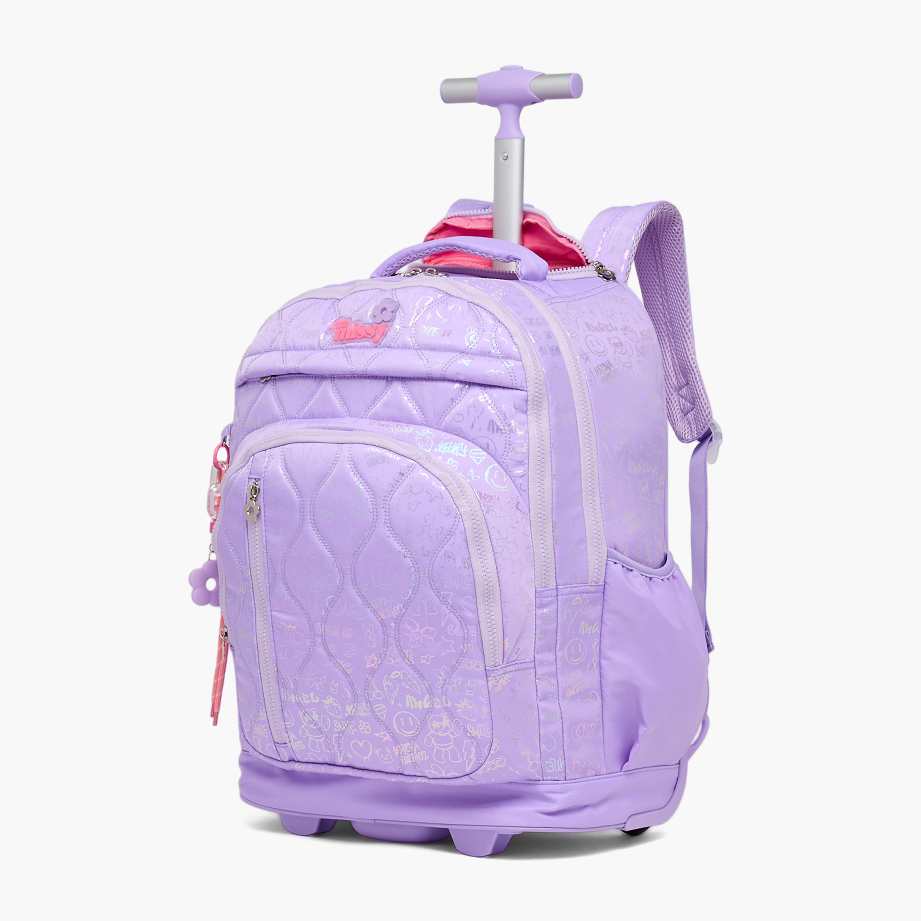 شنطة ترولي مبطنة  للبنات من 13 سنة فأكثر بعجلات متينة من ليتل ميسي-school-bagsandbackpacks-trolleybags-image-6