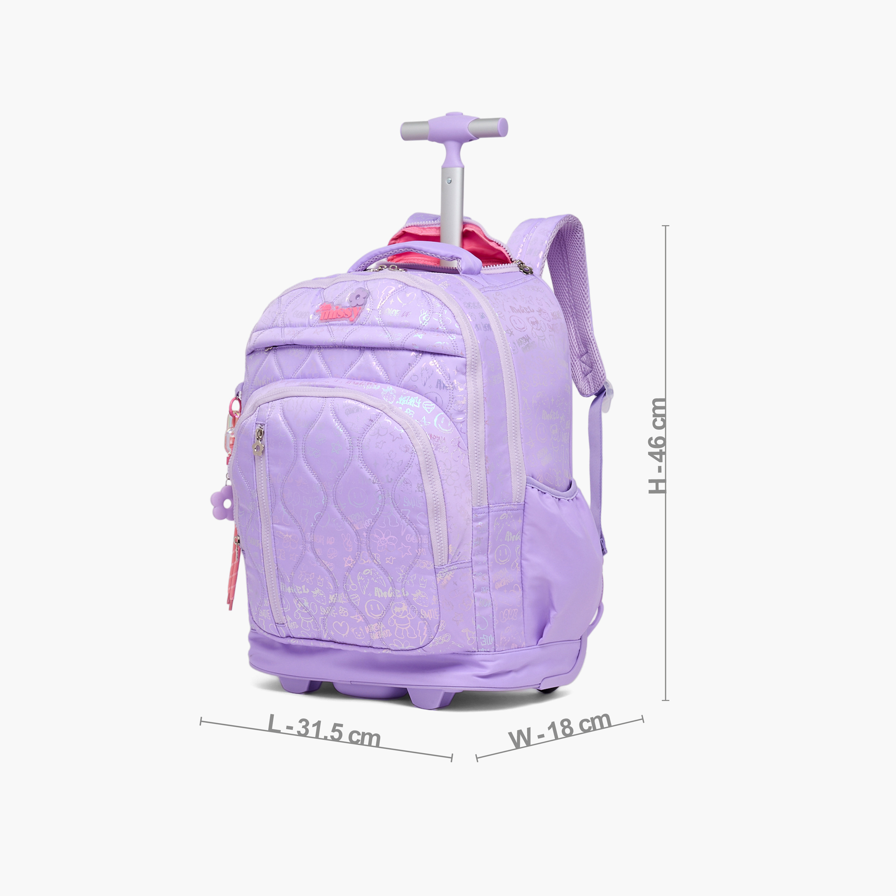 شنطة ترولي مبطنة للبنات من 13 سنة فأكثر بعجلات متينة من ليتل ميسي-school-bagsandbackpacks-trolleybags-image-7