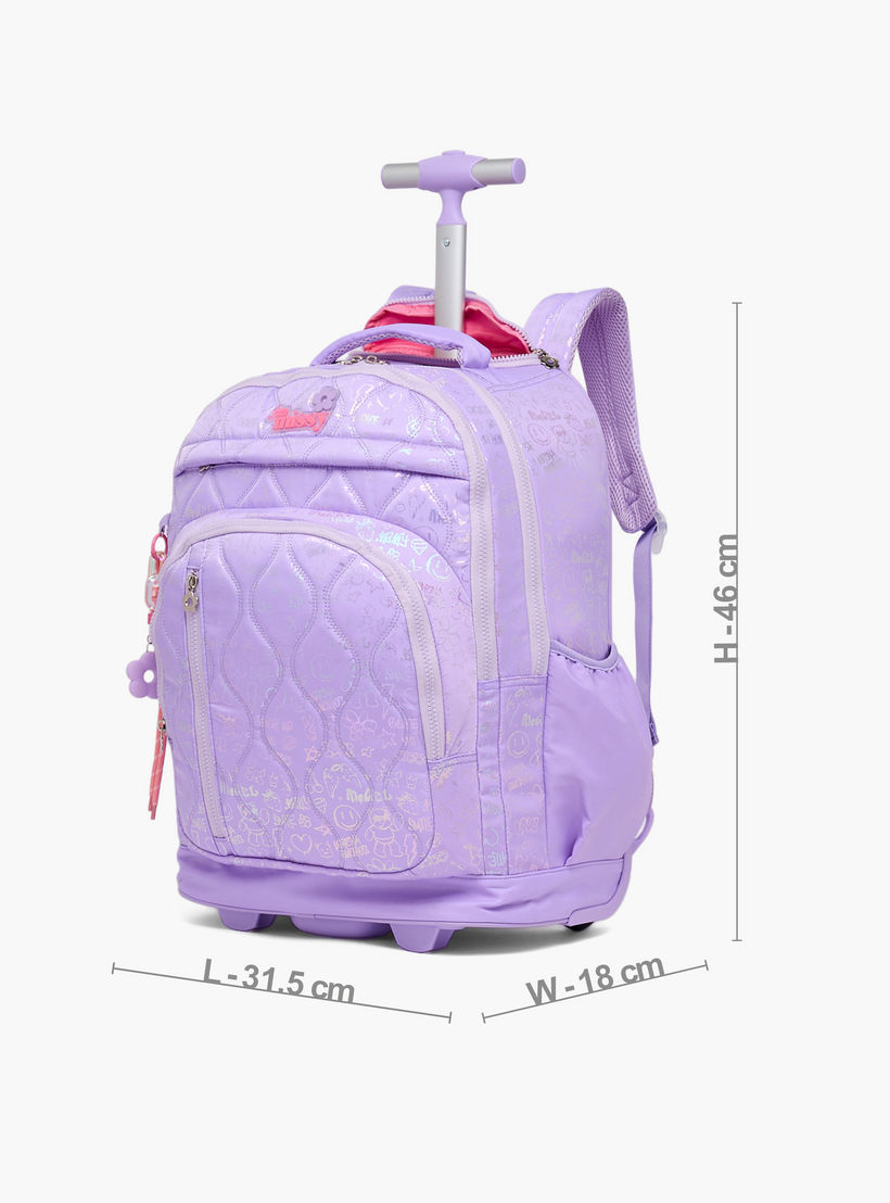 شنطة ترولي مبطنة للبنات من 13 سنة فأكثر بعجلات متينة من ليتل ميسي-school-bagsandbackpacks-trolleybags-image-7